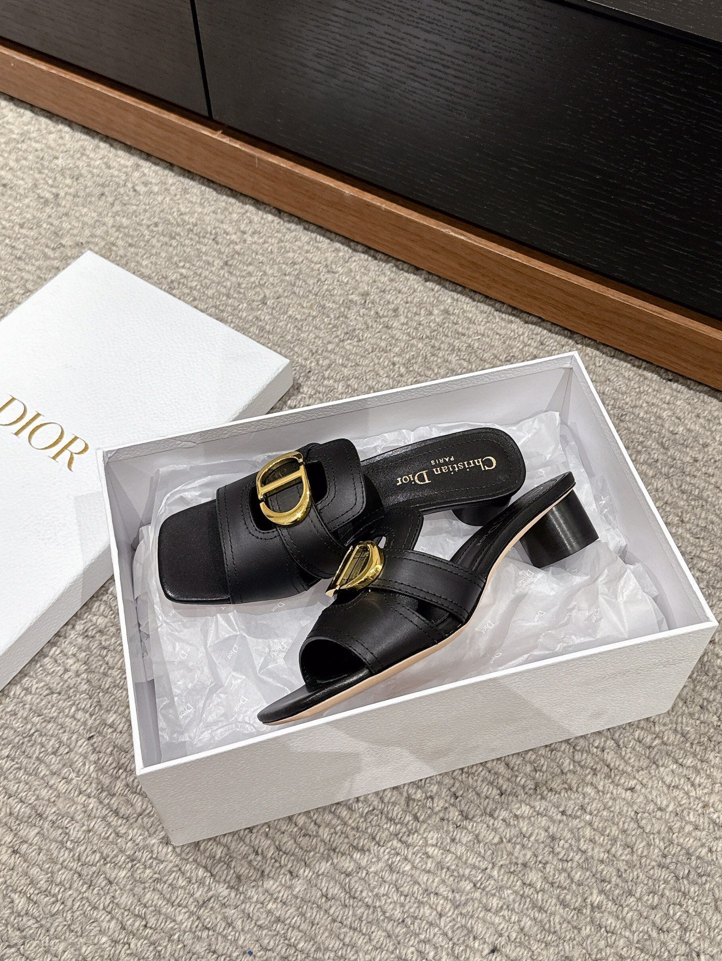 DIOR sandal mule 30 montaigne 35cm black calfskin