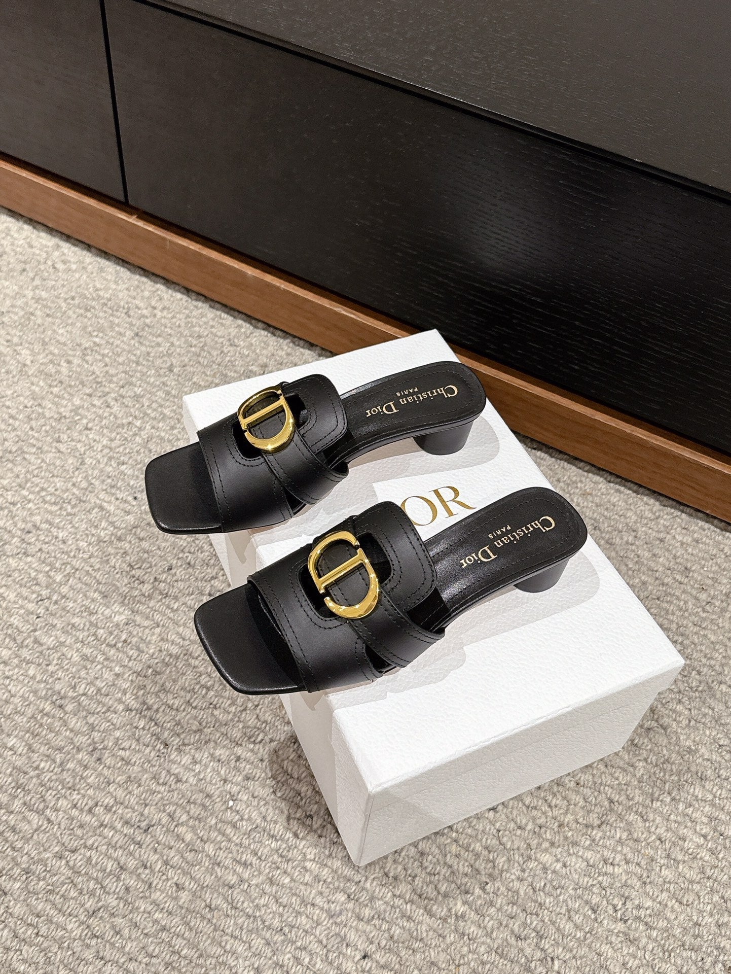 DIOR sandal mule 30 montaigne 35cm black calfskin