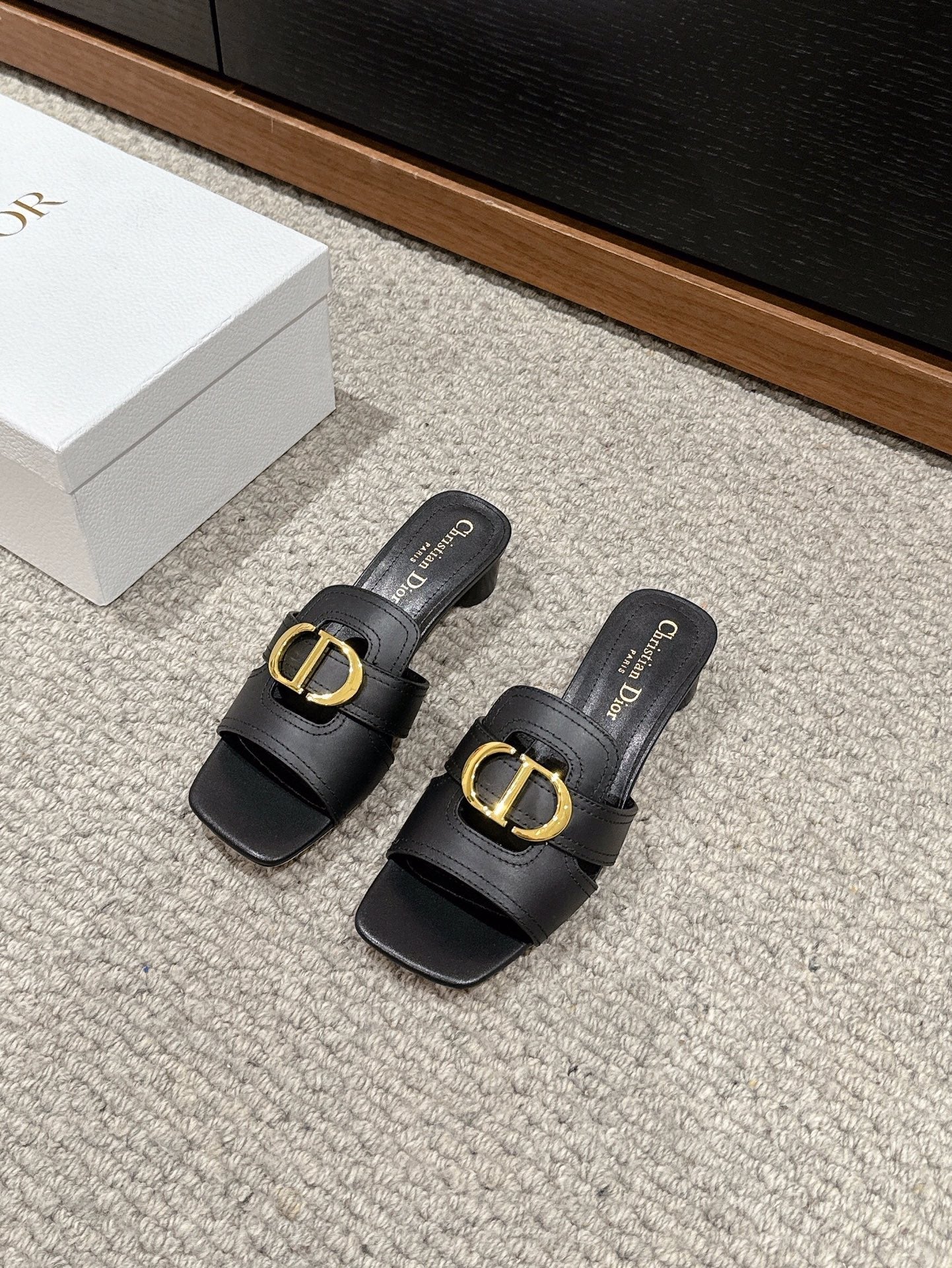 DIOR sandal mule 30 montaigne 35cm black calfskin