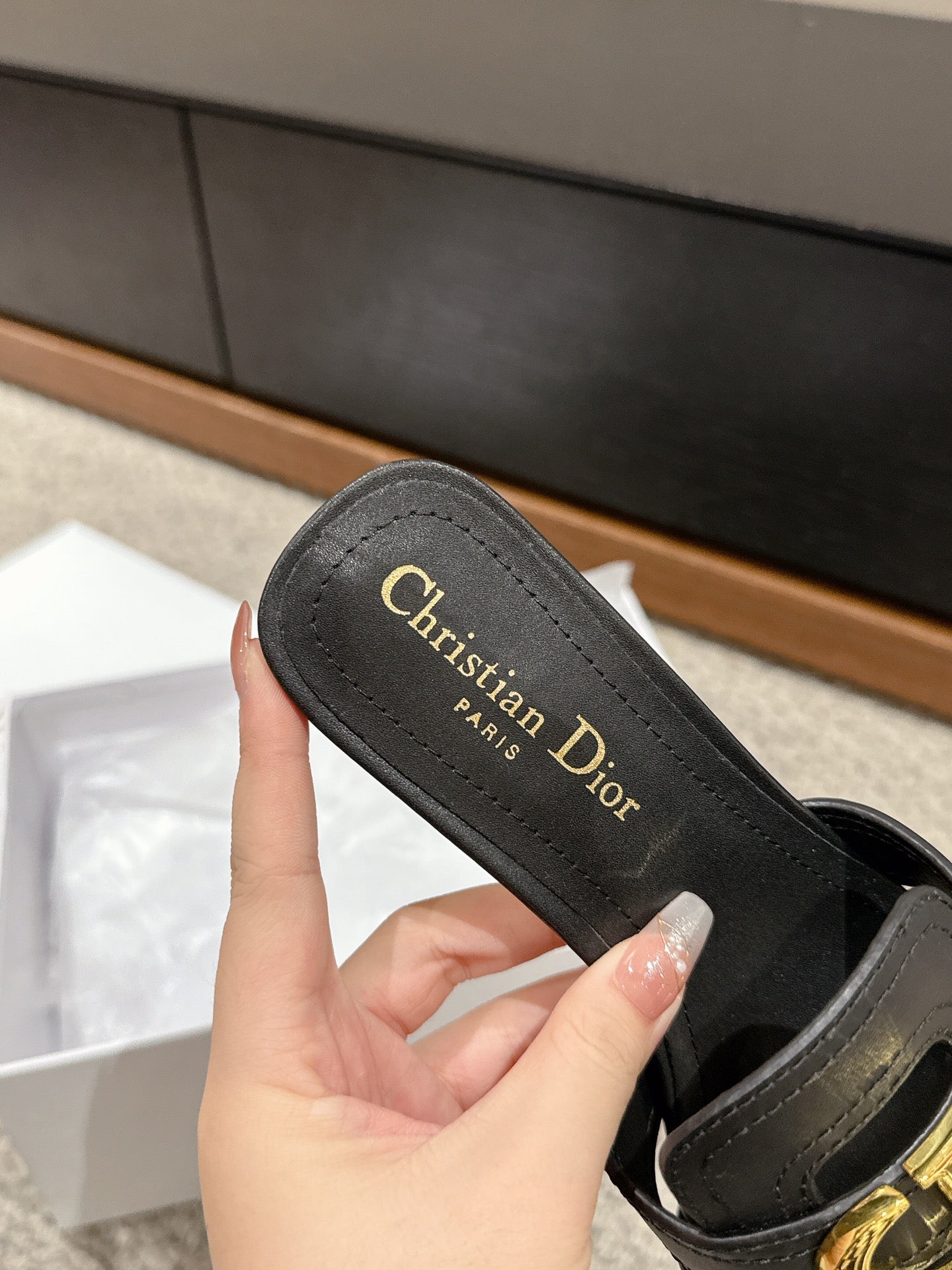 DIOR sandal mule 30 montaigne 35cm black calfskin