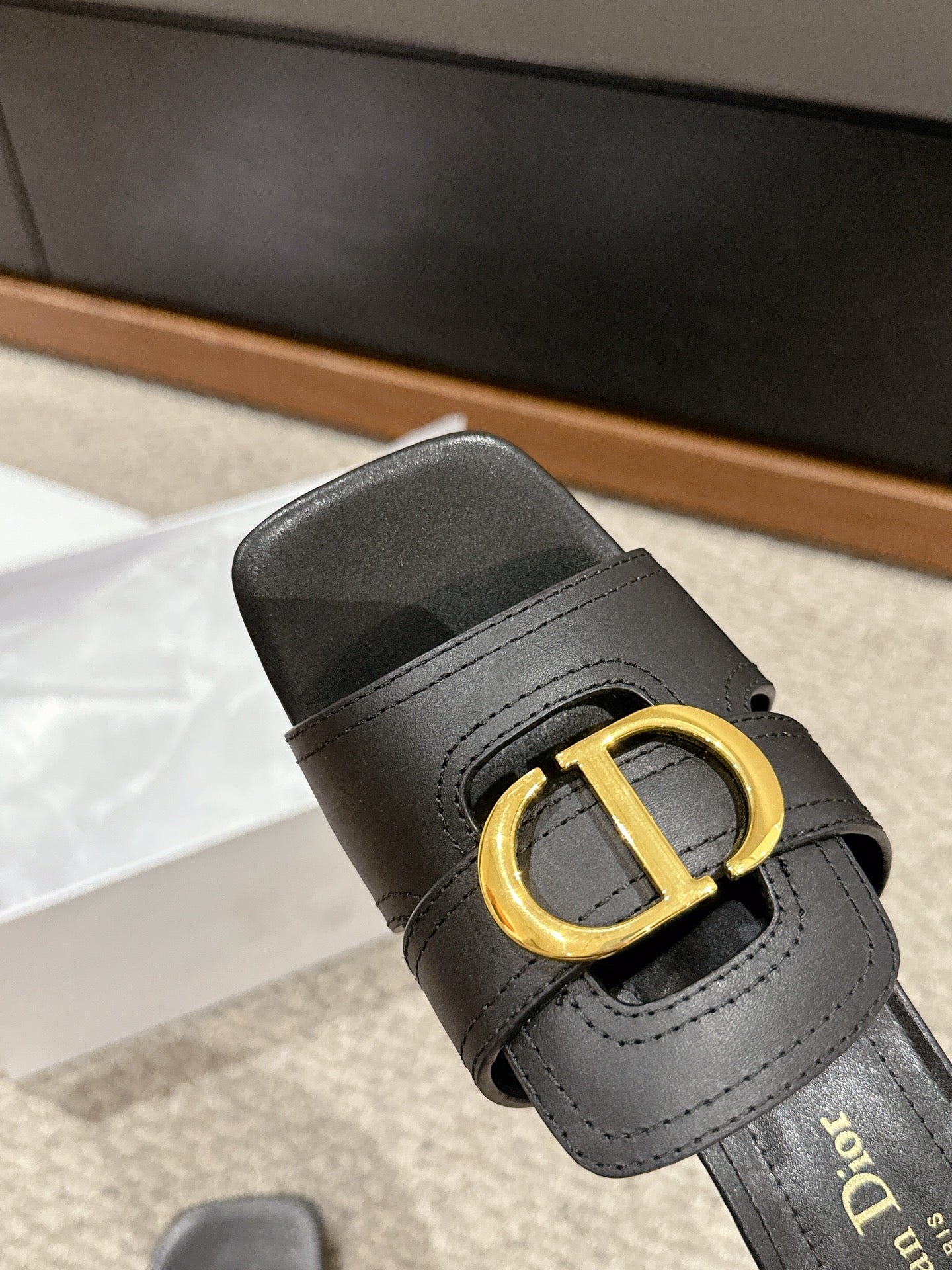 DIOR sandal mule 30 montaigne 35cm black calfskin