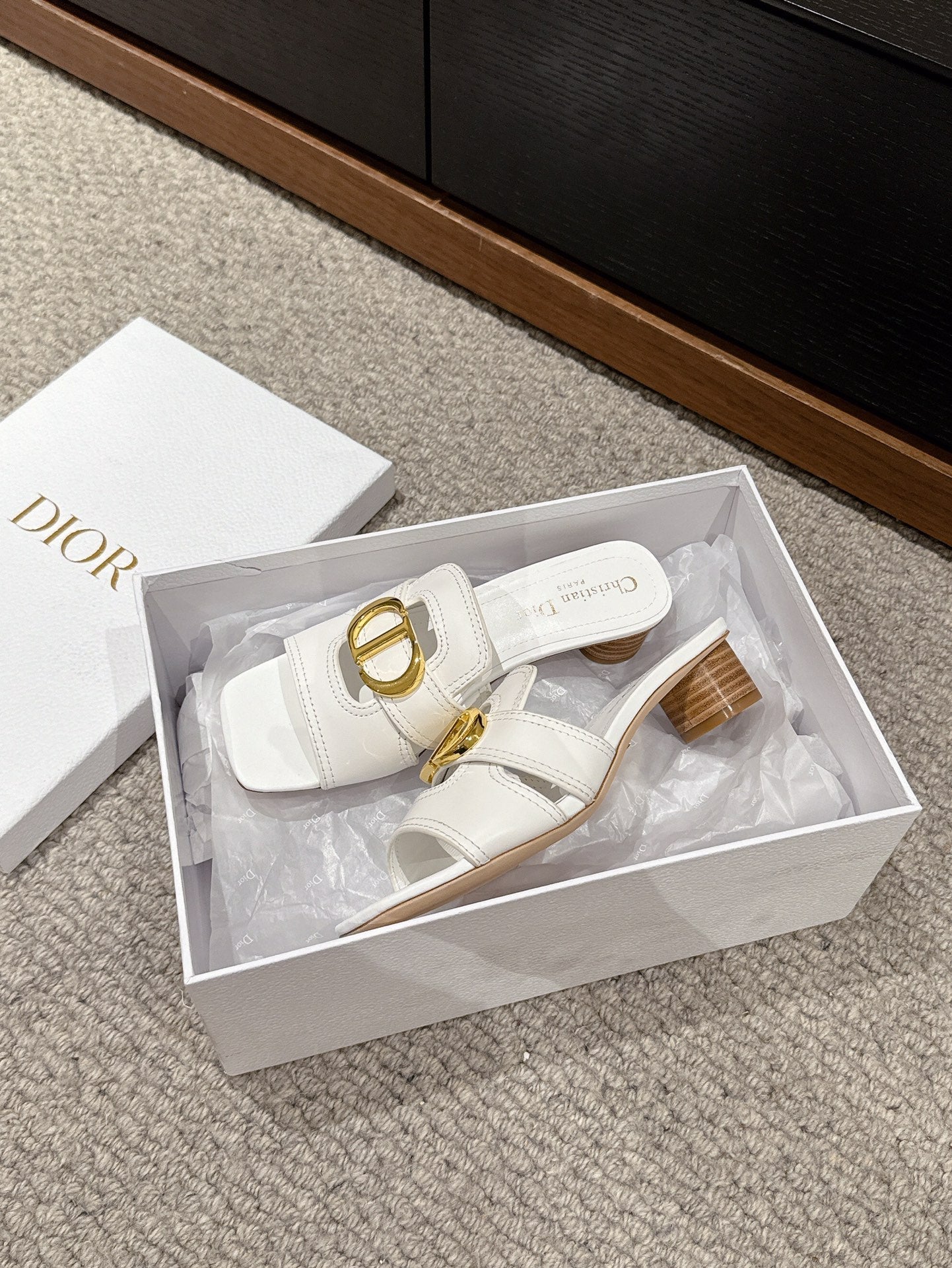 DIOR sandal mule 30 montaigne 35cm white calfskin