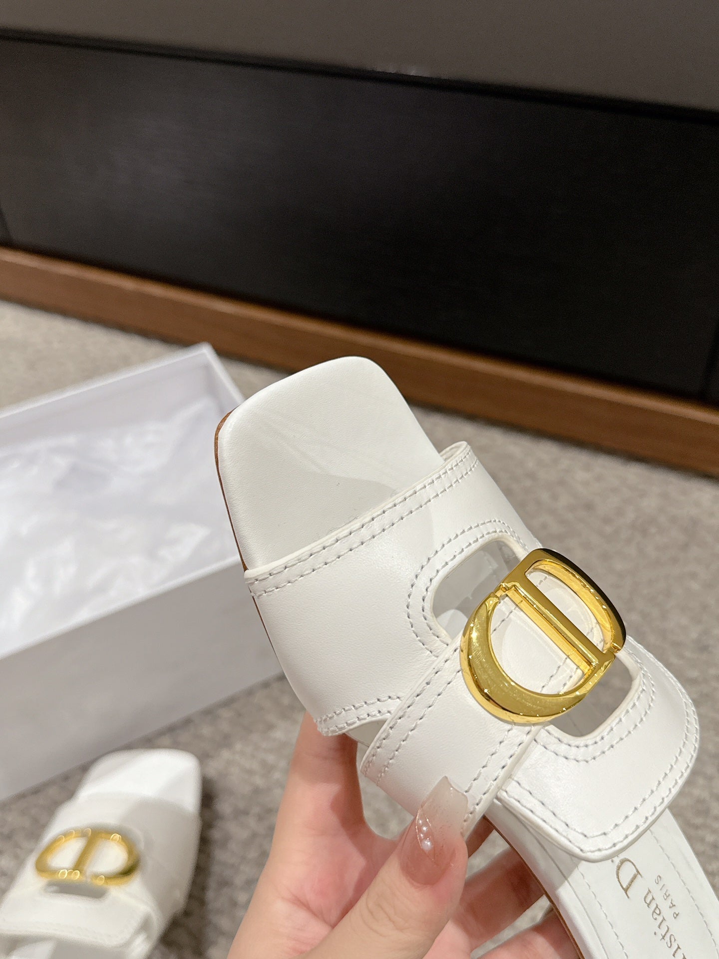 DIOR sandal mule 30 montaigne 35cm white calfskin