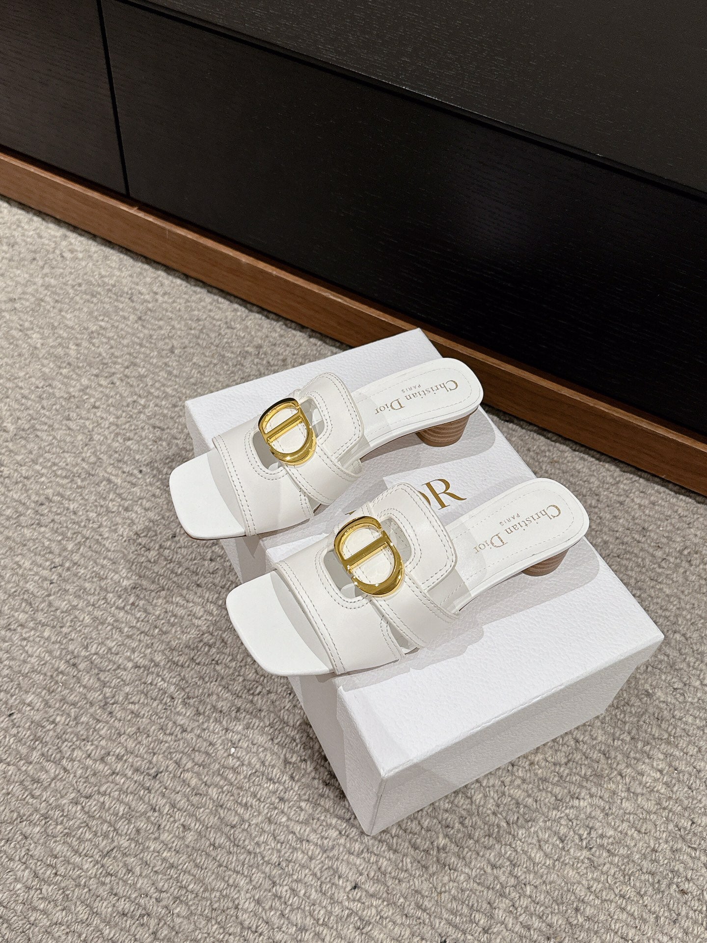 DIOR sandal mule 30 montaigne 35cm white calfskin