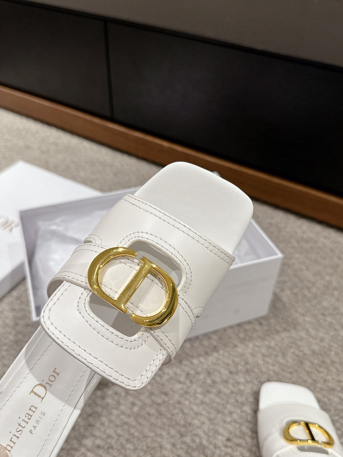 DIOR sandal mule 30 montaigne 35cm white calfskin