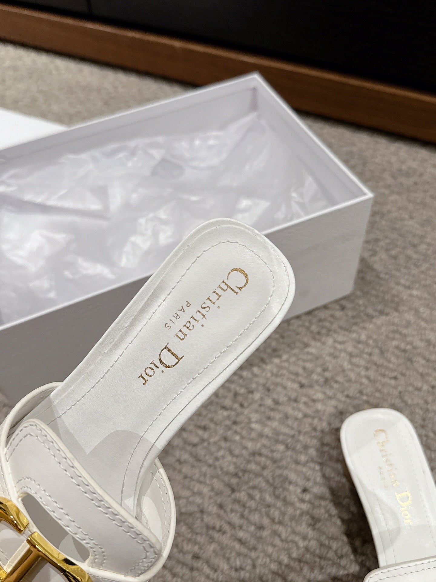 DIOR sandal mule 30 montaigne 35cm white calfskin