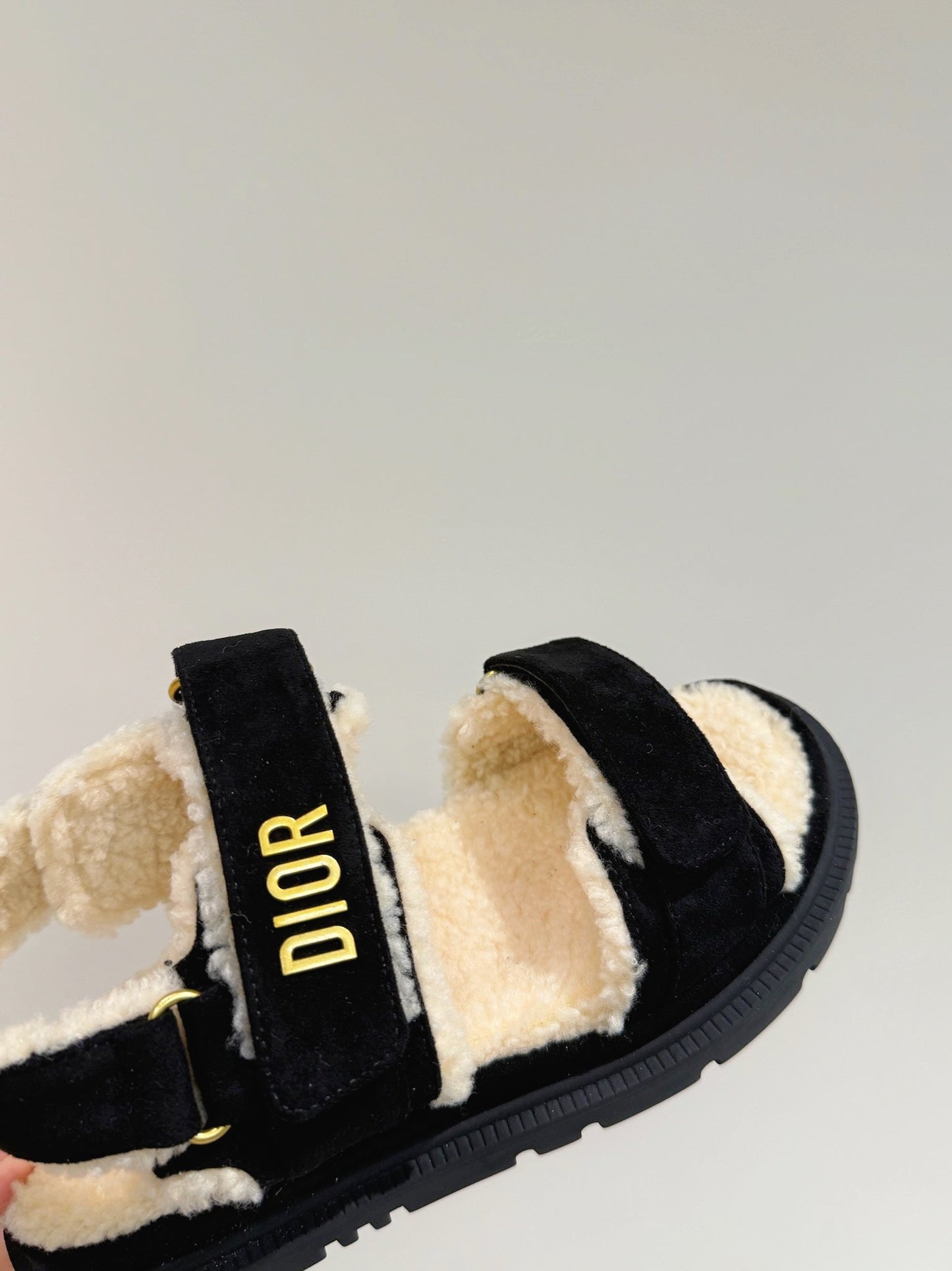 DIOR DIORact Sandal In Black Suede And Wool Fleece Lining 109869