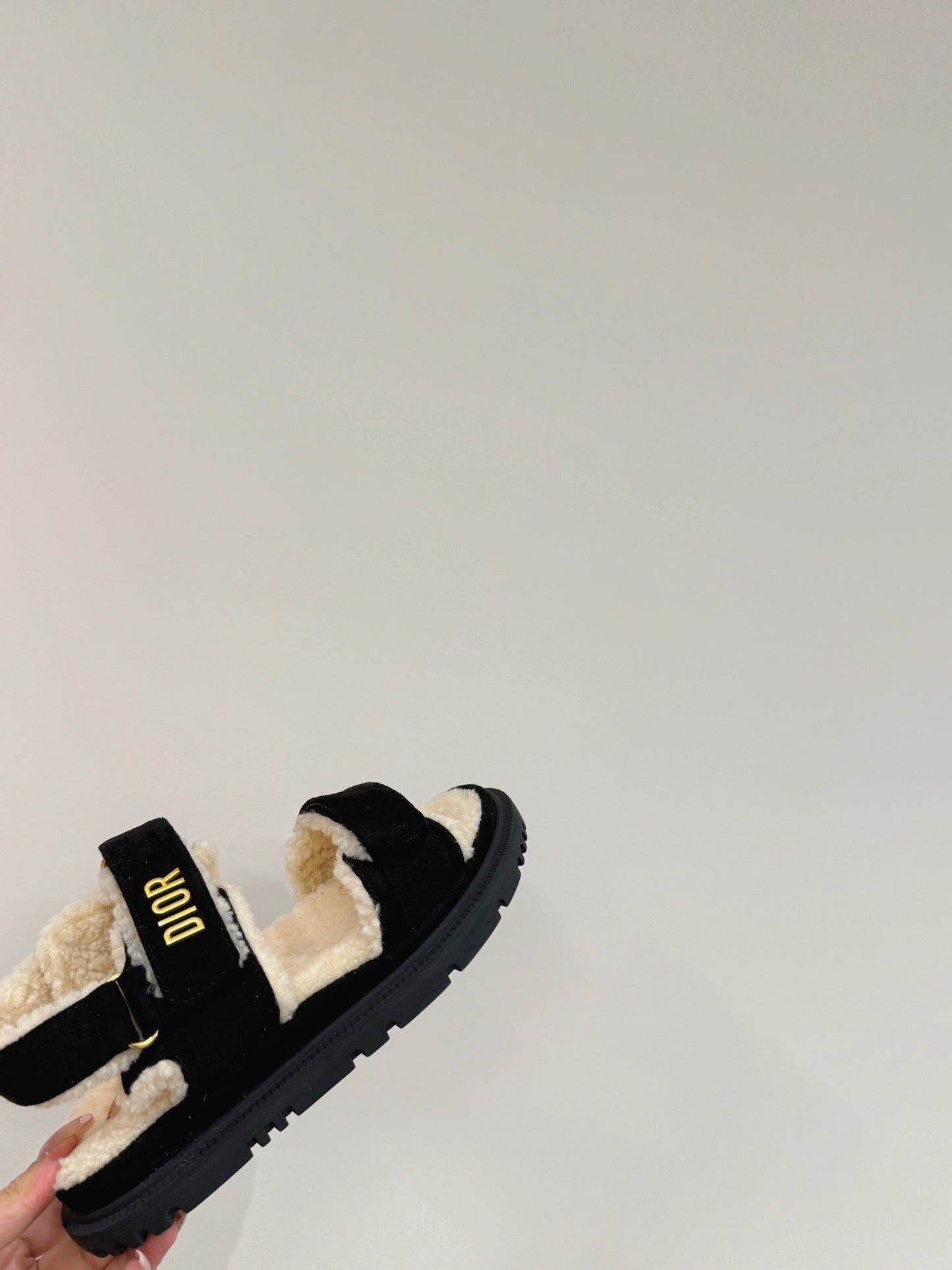 DIOR DIORact Sandal In Black Suede And Wool Fleece Lining 109869