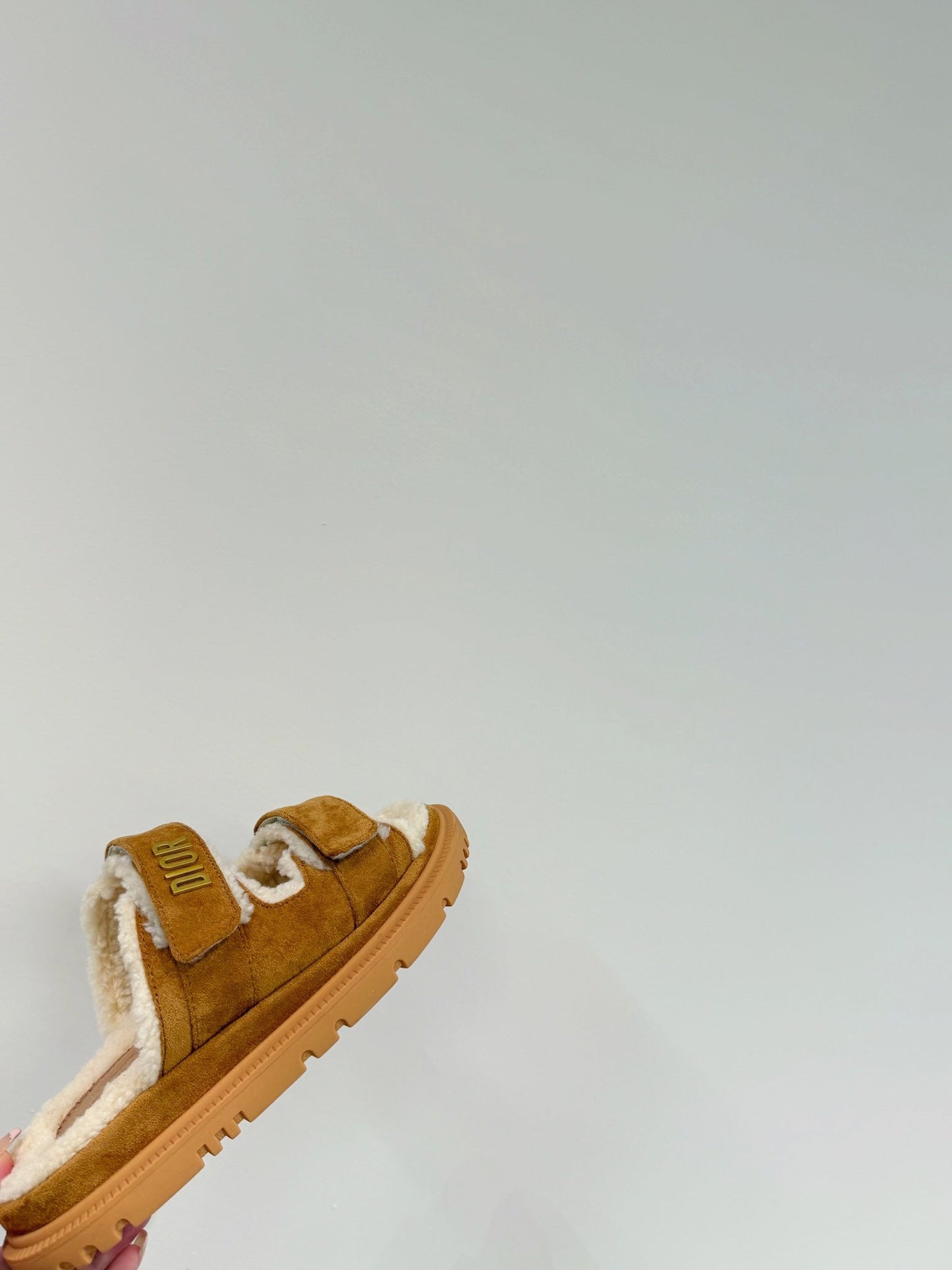 DIOR DIORact Slide In Caramel Suede And Wool Fleece Lining 109877