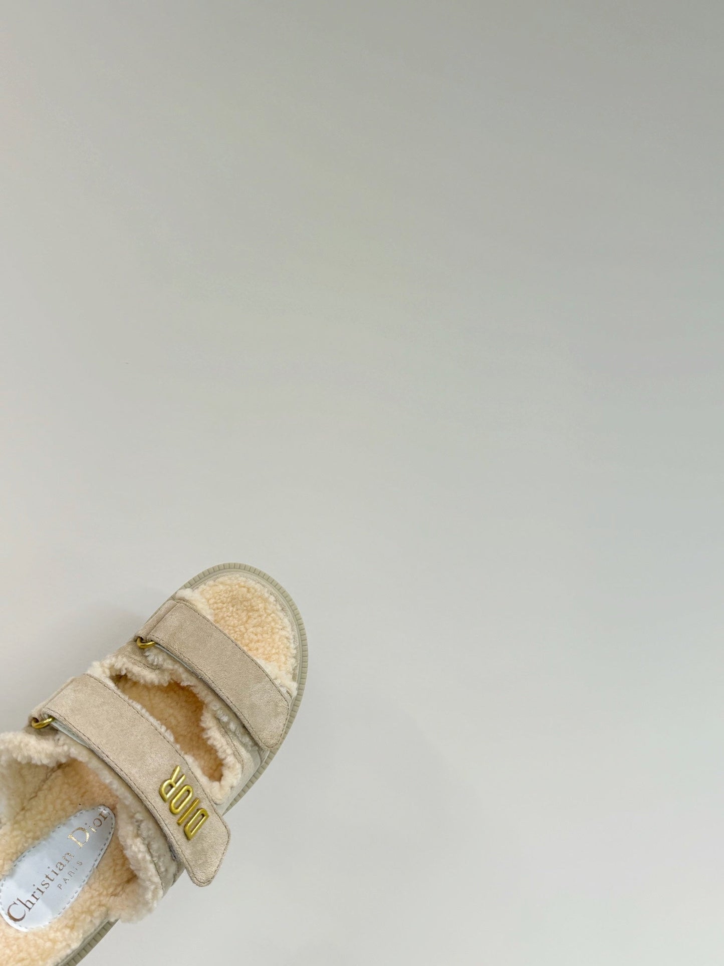 DIOR DIORact Slide In Light Grey Suede And Wool Fleece Lining 109879