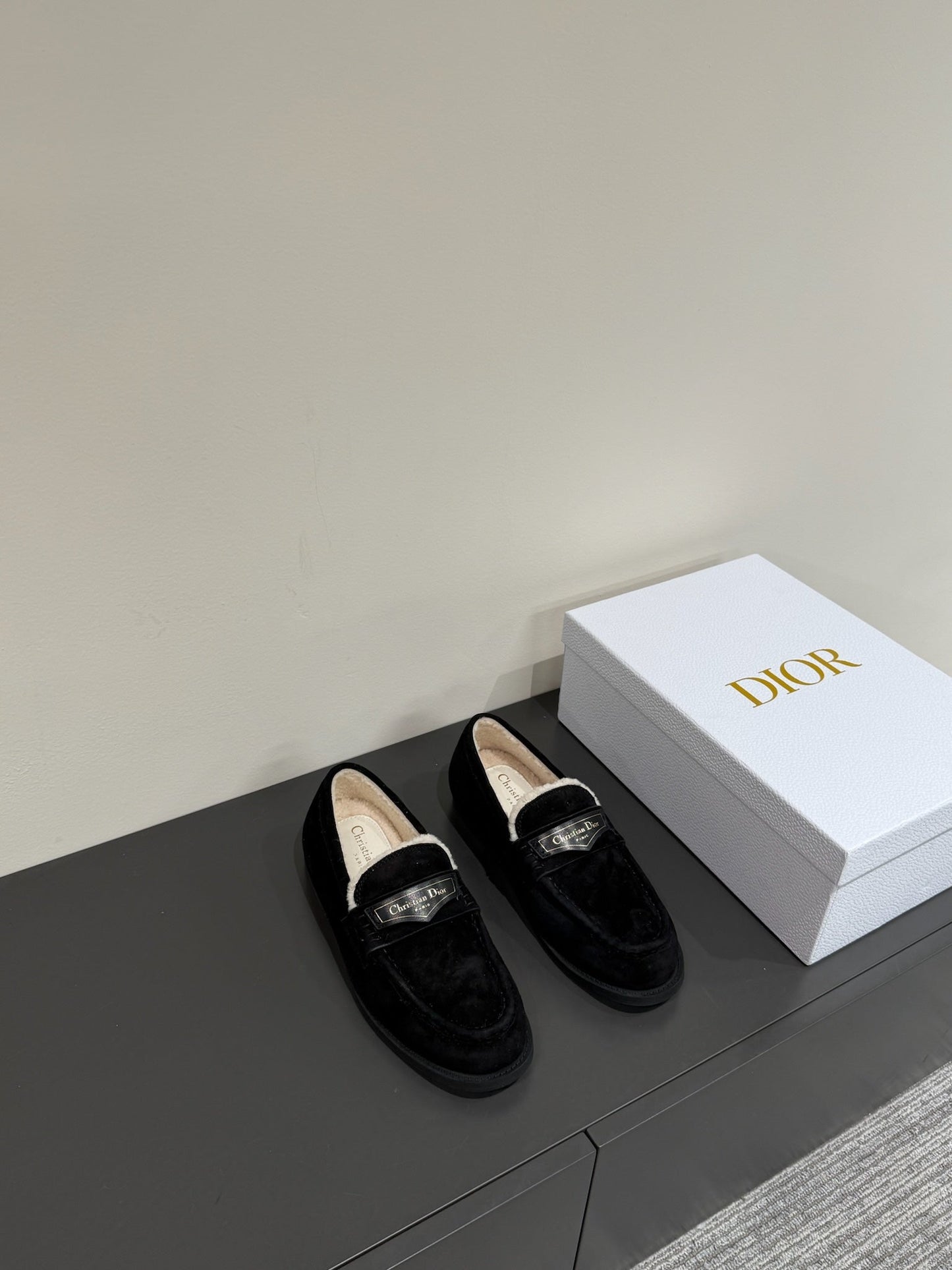 DIOR Loafers In Black Suede And Fleece Lining 109293