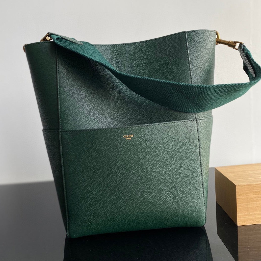 Celine SANGLE SEAU BUCKET 33 BAG GREEN FOREST CALFSKIN