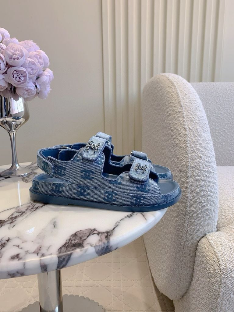 CHANEL 25 Dad Sandal Dark Blue Denim
