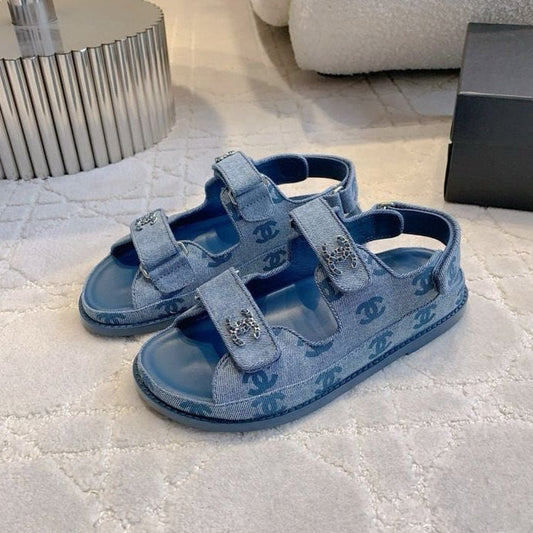 CHANEL 25 Dad Sandal Dark Blue Denim