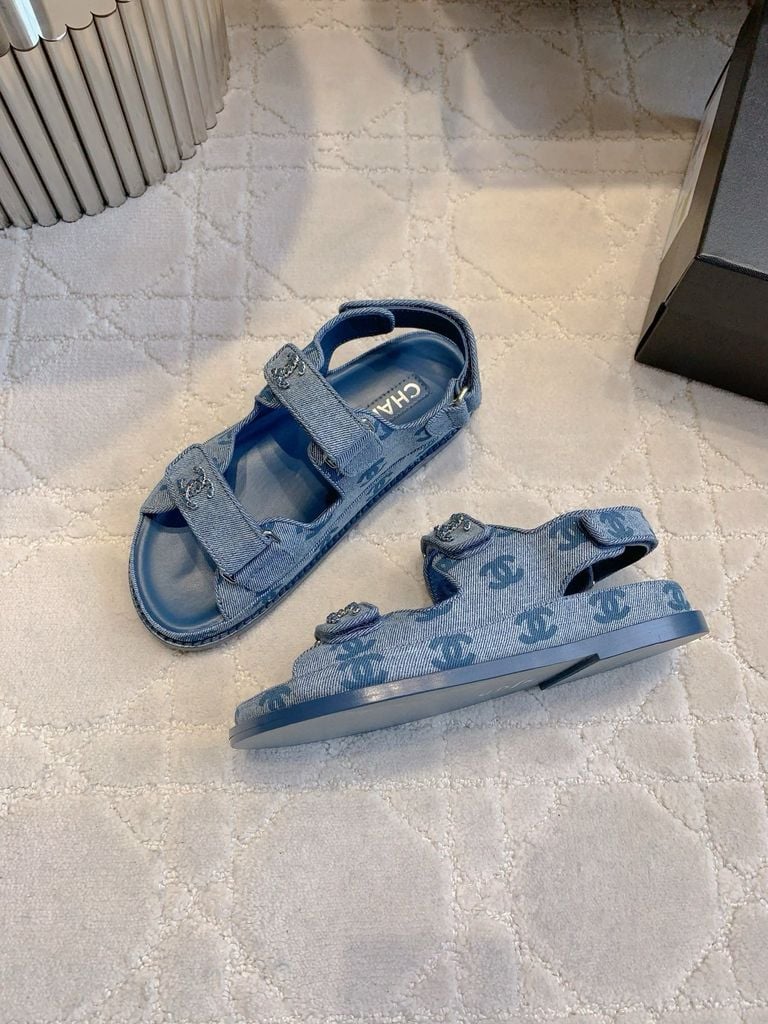 CHANEL 25 Dad Sandal Dark Blue Denim