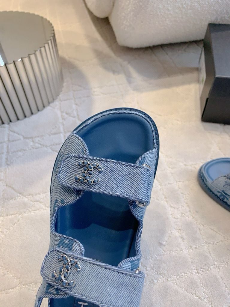 CHANEL 25 Dad Sandal Dark Blue Denim