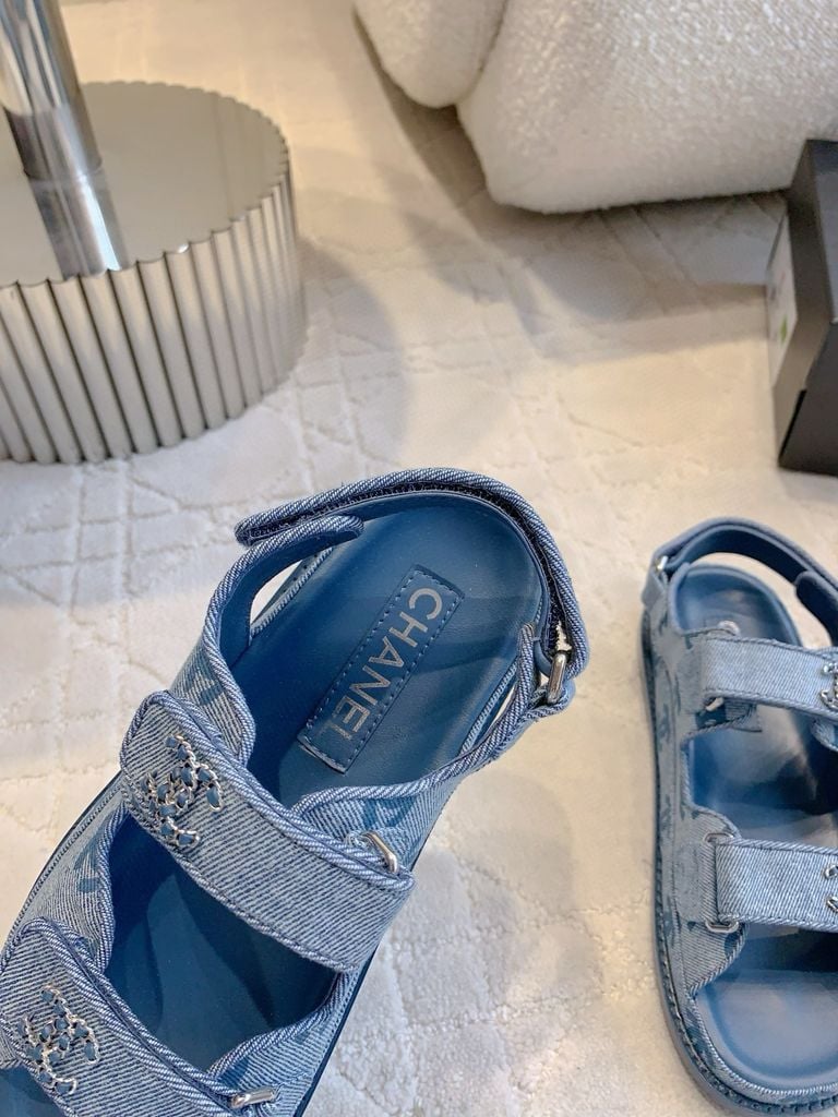 CHANEL 25 Dad Sandal Dark Blue Denim