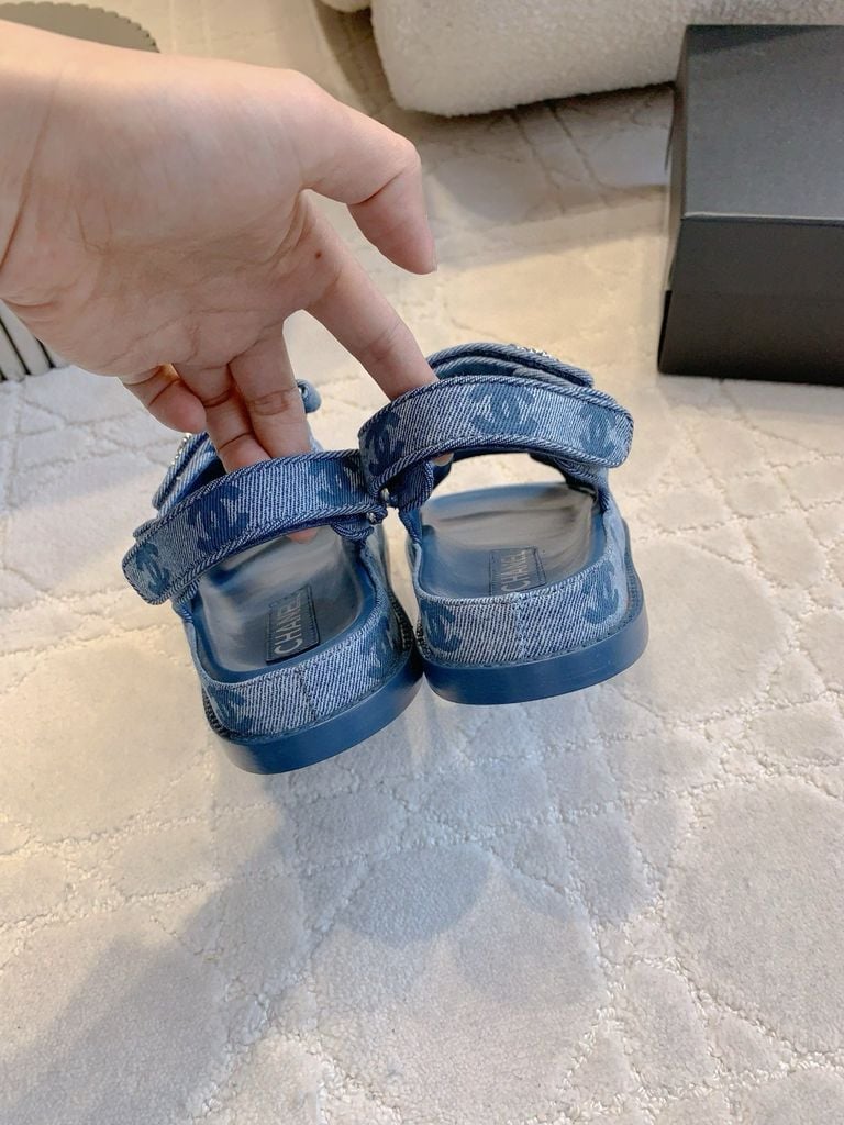 CHANEL 25 Dad Sandal Dark Blue Denim