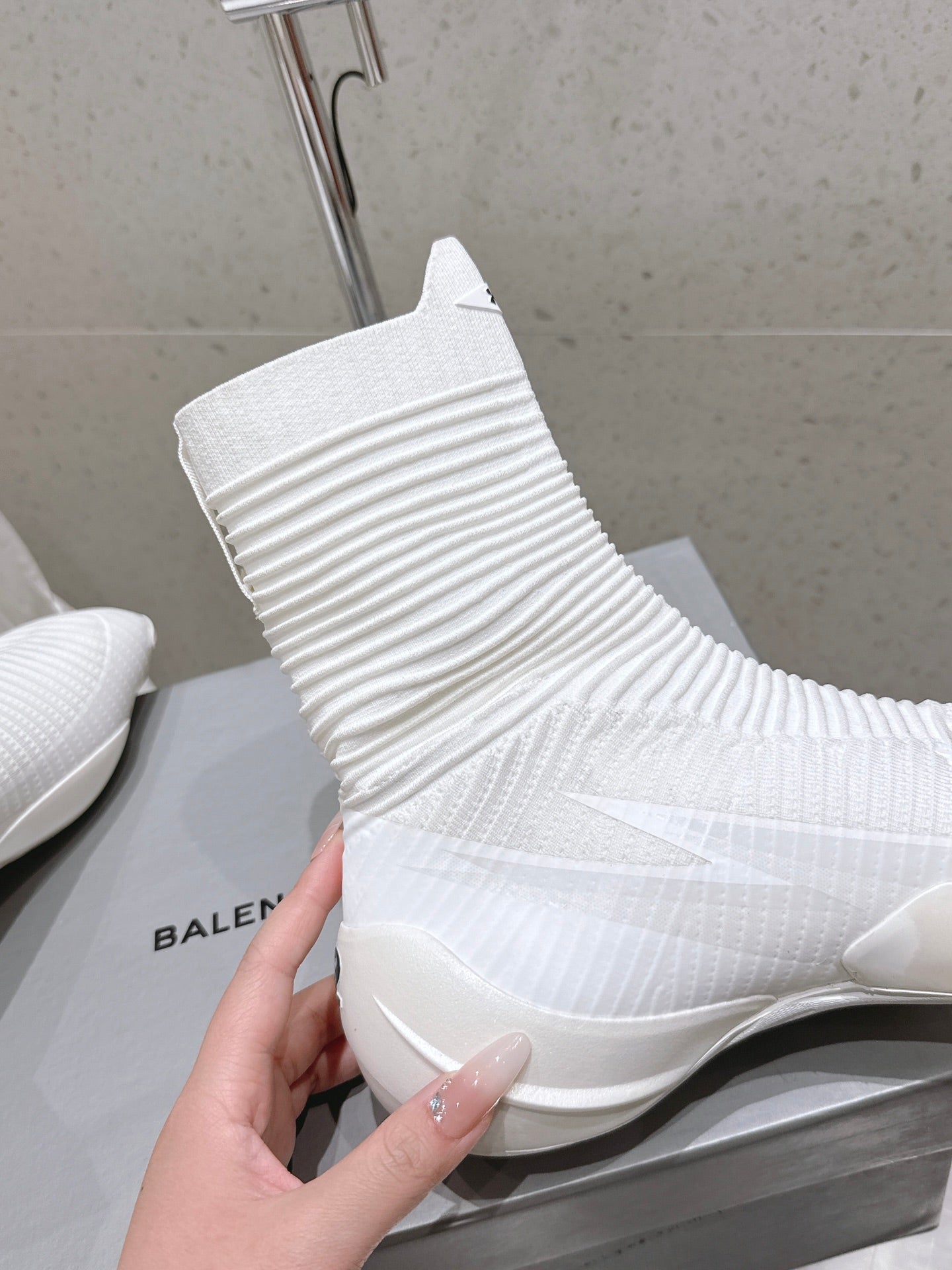 Balanciaga UNDER ARMOUR HYPER SNEAKER IN WHITE MIX BLACK KNITTED FABRIC