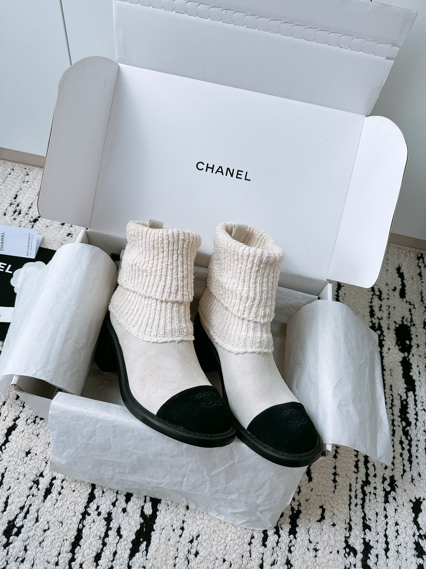 CHANEL Ankle Boots 70MM In White Suede 144564