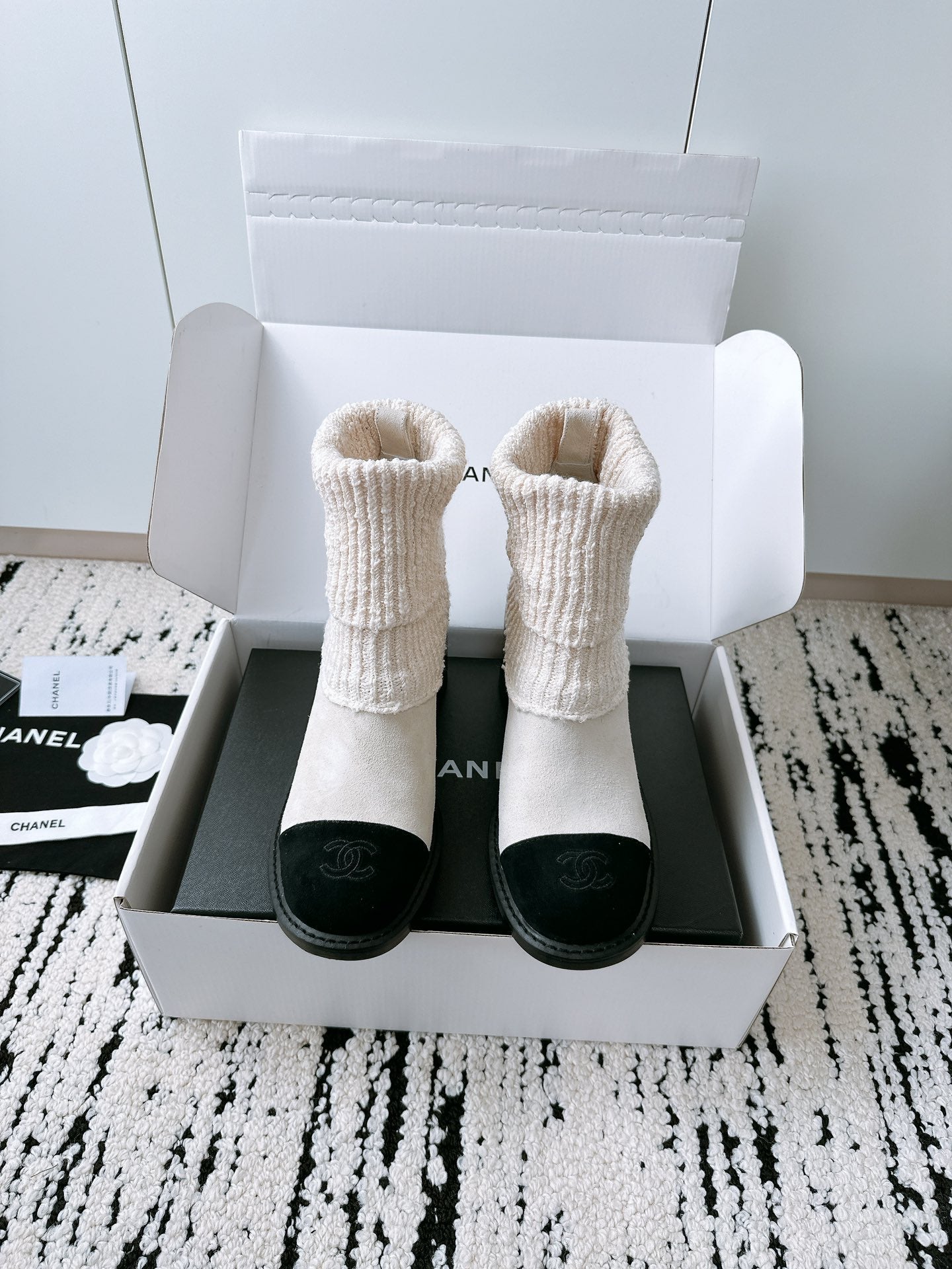 CHANEL Ankle Boots 70MM In White Suede 144564