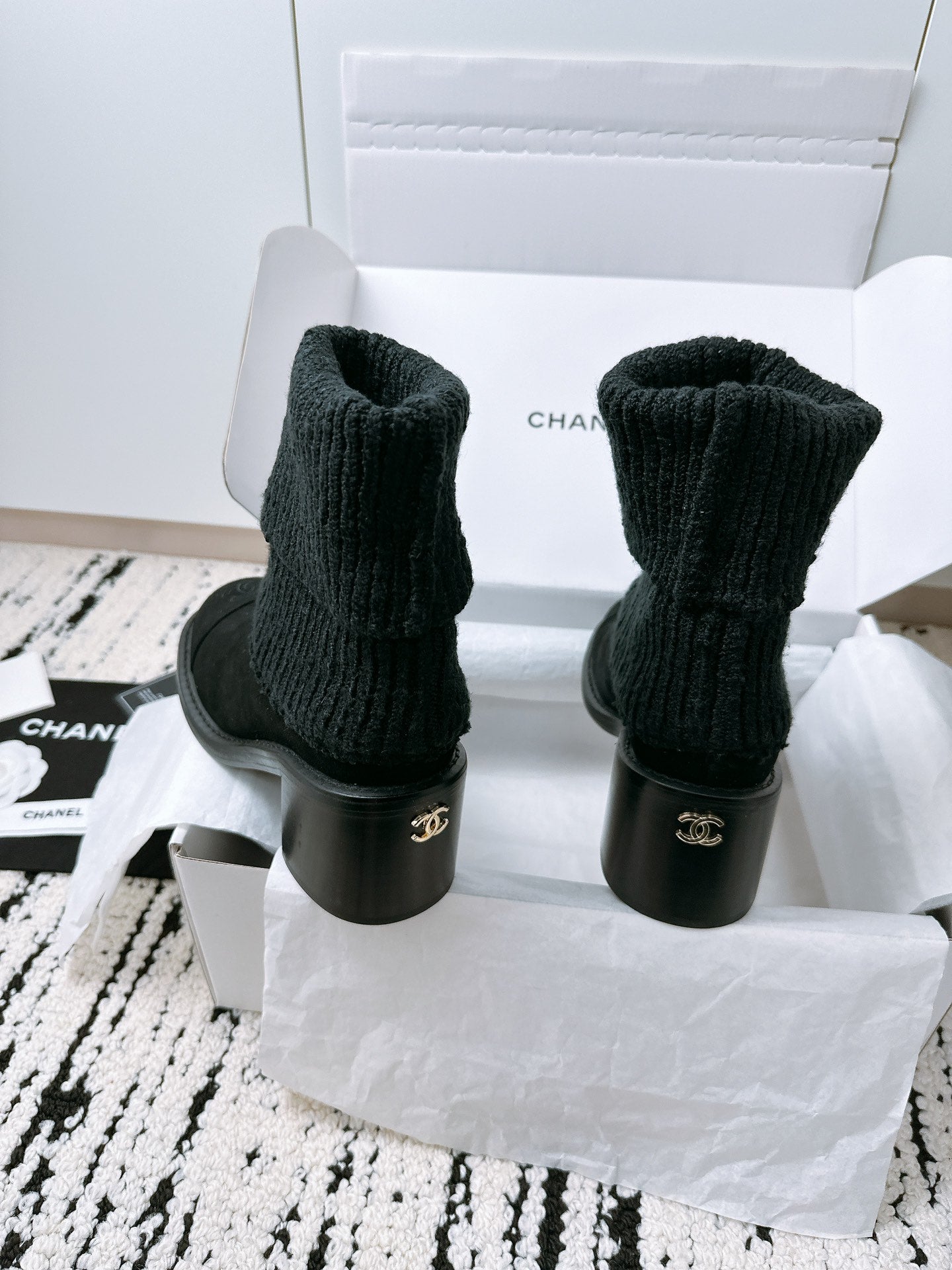 CHANEL Ankle Boots 70MM In Black Suede 144562