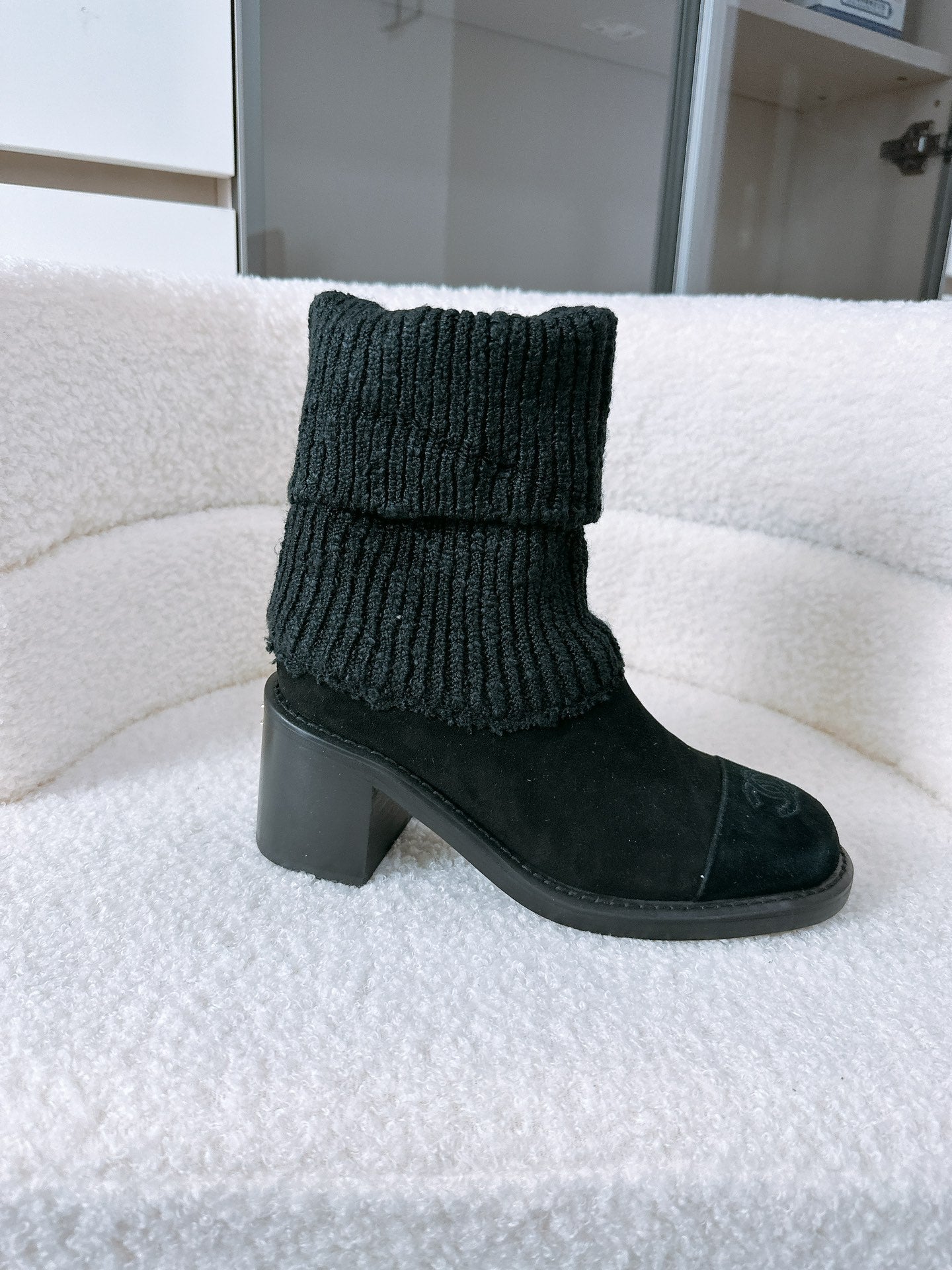 CHANEL Ankle Boots 70MM In Black Suede 144562
