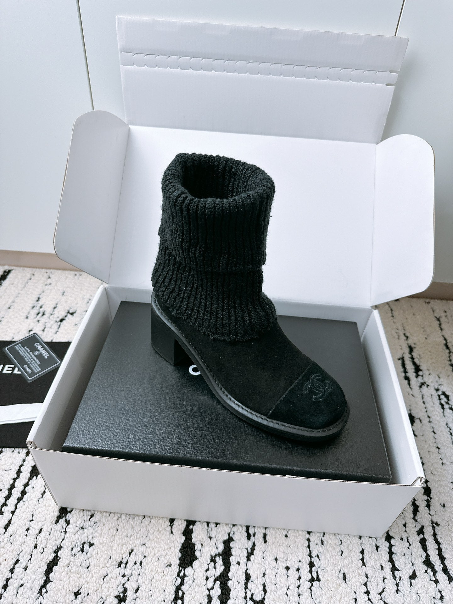 CHANEL Ankle Boots 70MM In Black Suede 144562