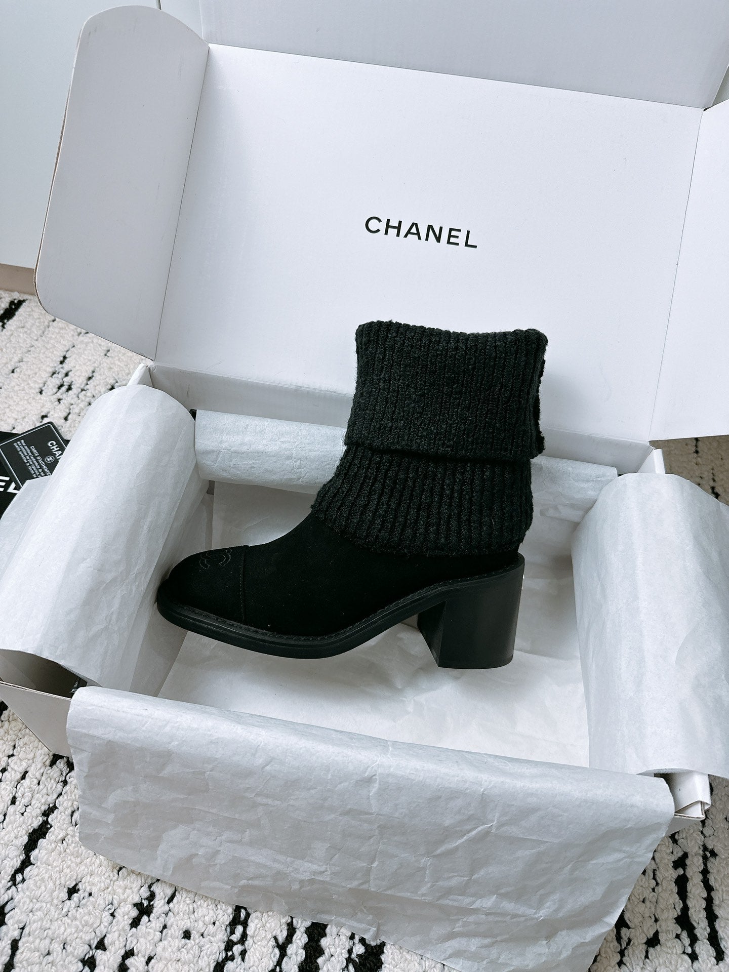 CHANEL Ankle Boots 70MM In Black Suede 144562