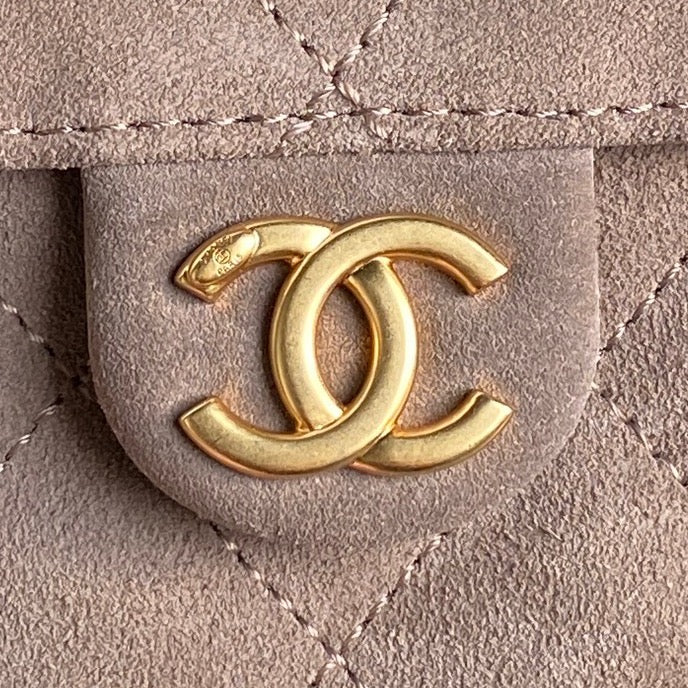 CHANEL 25C Hobo Bag 40cm Rosy Brown Suede