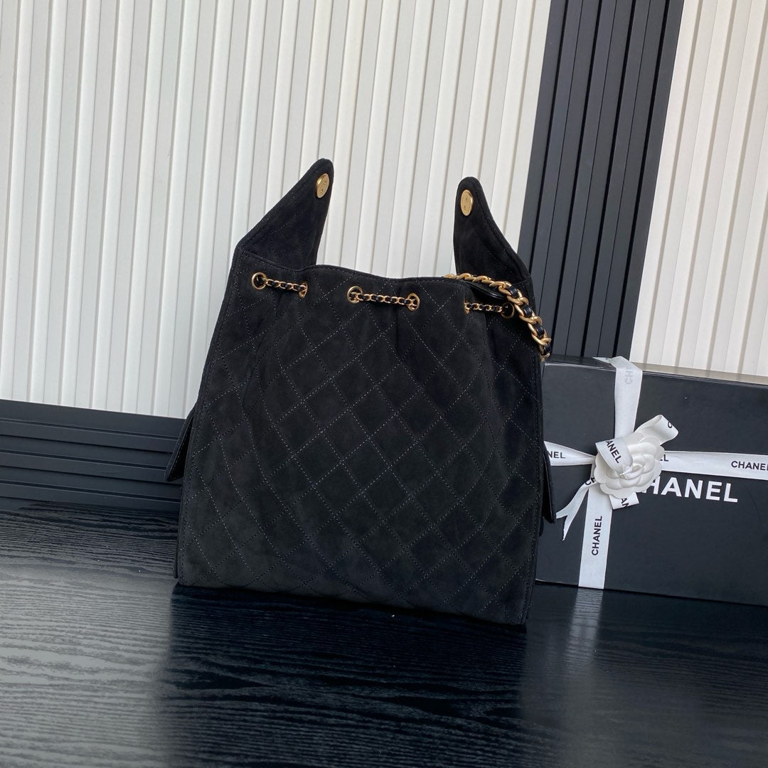 CHANEL 25C Hobo Bag 40cm Black Suede