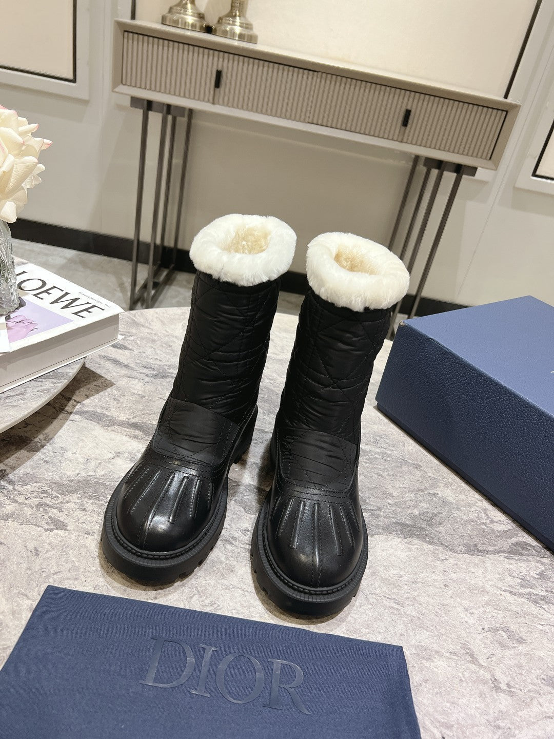 DIOR Frozen-D Ankle Boot Black Fleece Lining And Mackintosh And Calfskin