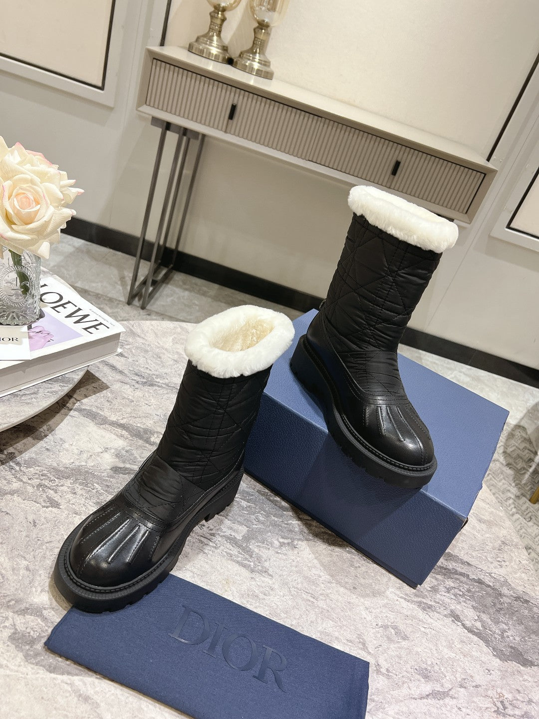 DIOR Frozen-D Ankle Boot Black Fleece Lining And Mackintosh And Calfskin