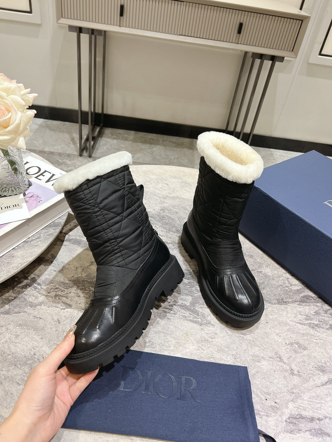 DIOR Frozen-D Ankle Boot Black Fleece Lining And Mackintosh And Calfskin