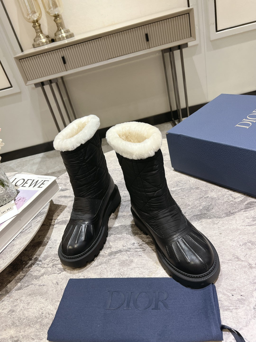 DIOR Frozen-D Ankle Boot Black Fleece Lining And Mackintosh And Calfskin