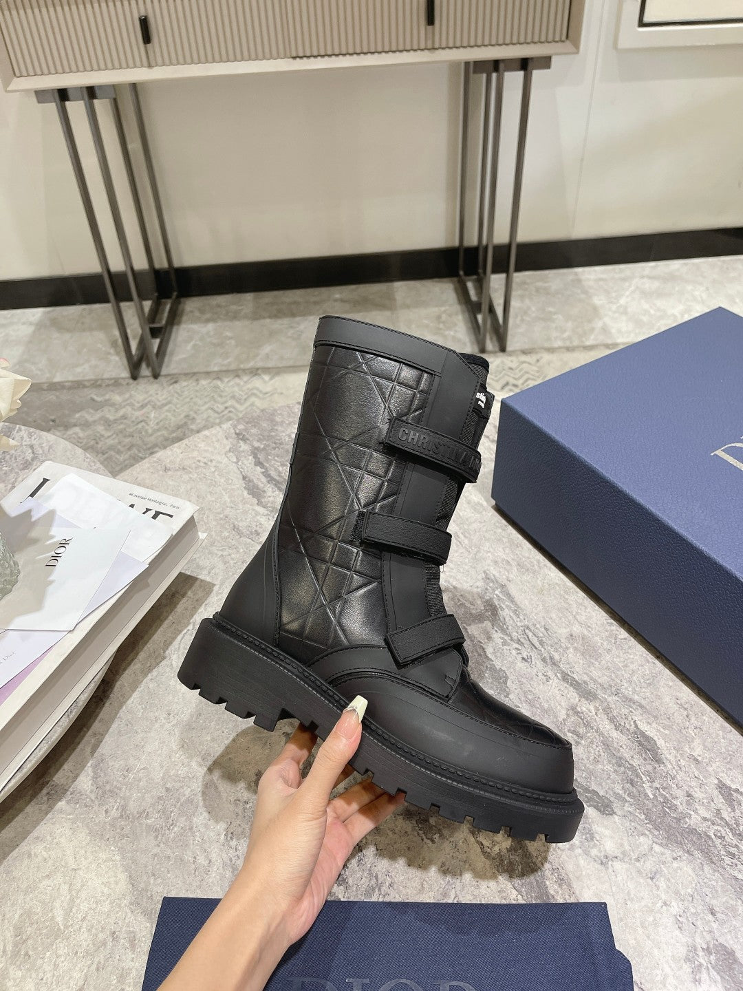 DIOR DIORanger Ankle Boot 45mm Black Calfskin And Fleece Lining