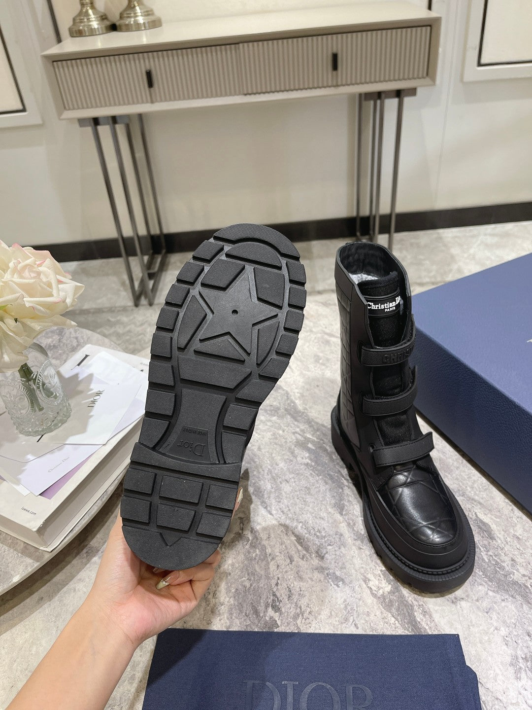 DIOR DIORanger Ankle Boot 45mm Black Calfskin And Fleece Lining