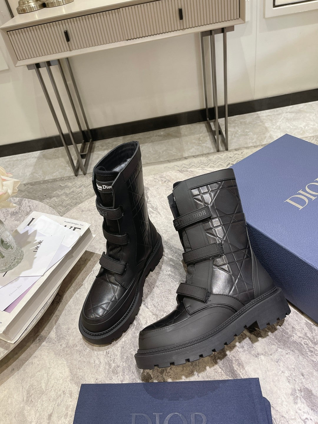 DIOR DIORanger Ankle Boot 45mm Black Calfskin And Fleece Lining