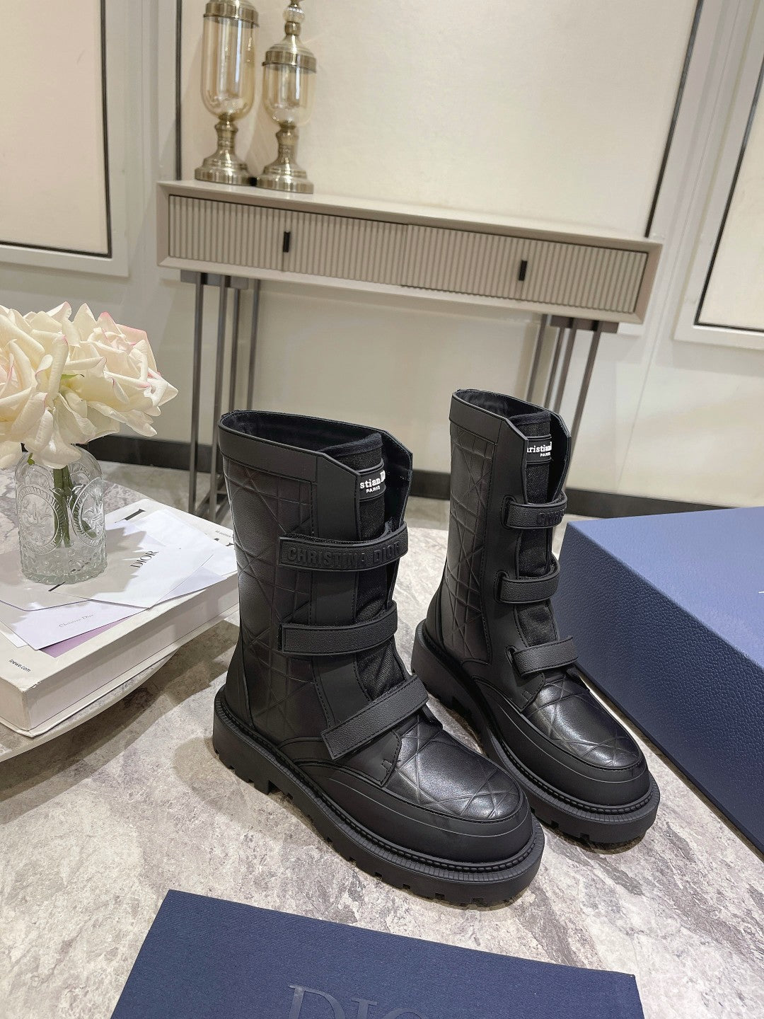 DIOR DIORanger Ankle Boot 45mm Black Calfskin And Fleece Lining