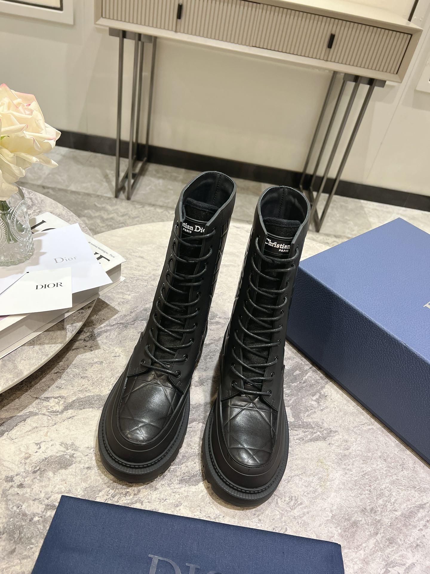 DIOR- D-Leader Ankle Boot 45mm Black Calfskin