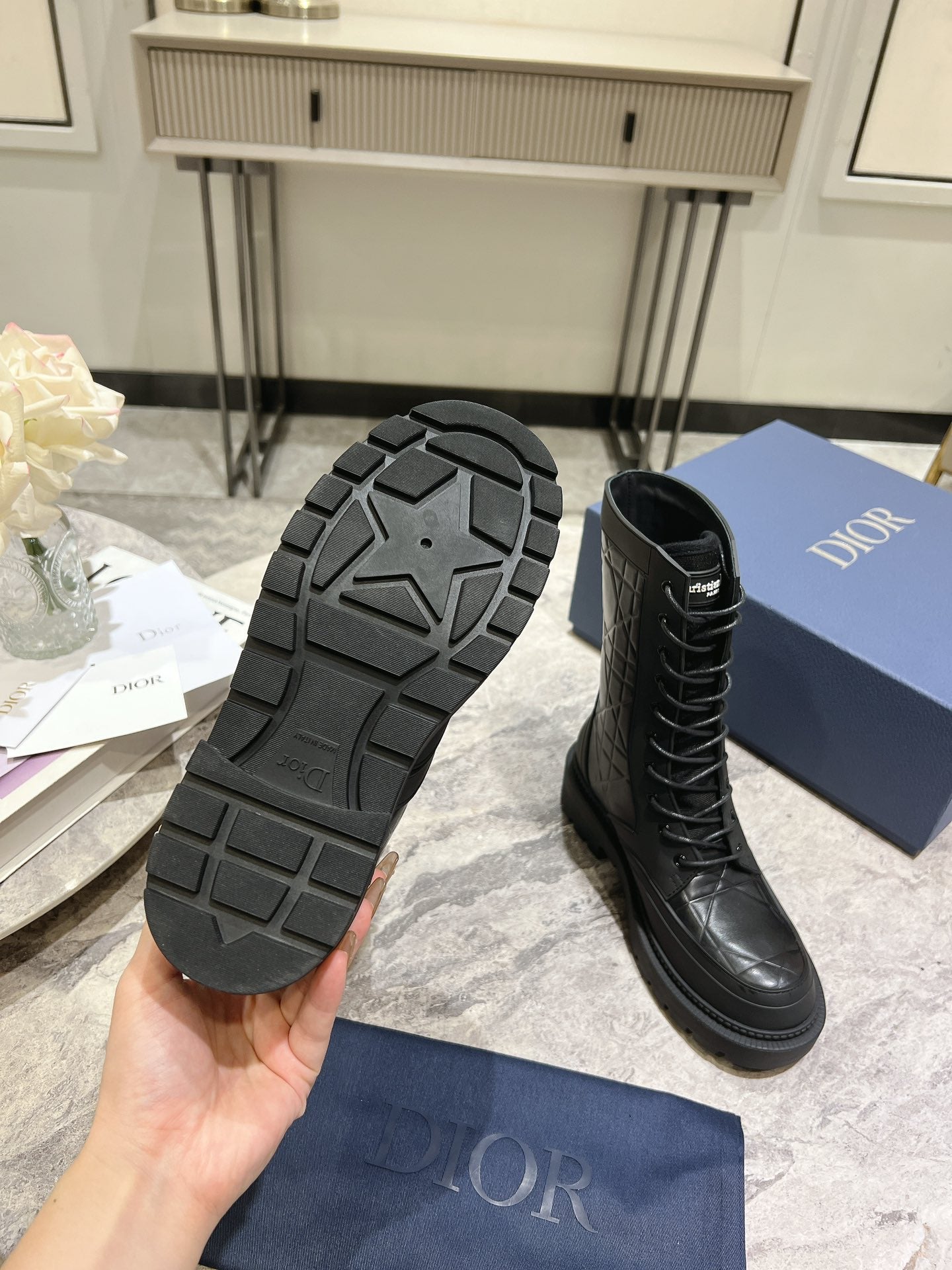 DIOR- D-Leader Ankle Boot 45mm Black Calfskin