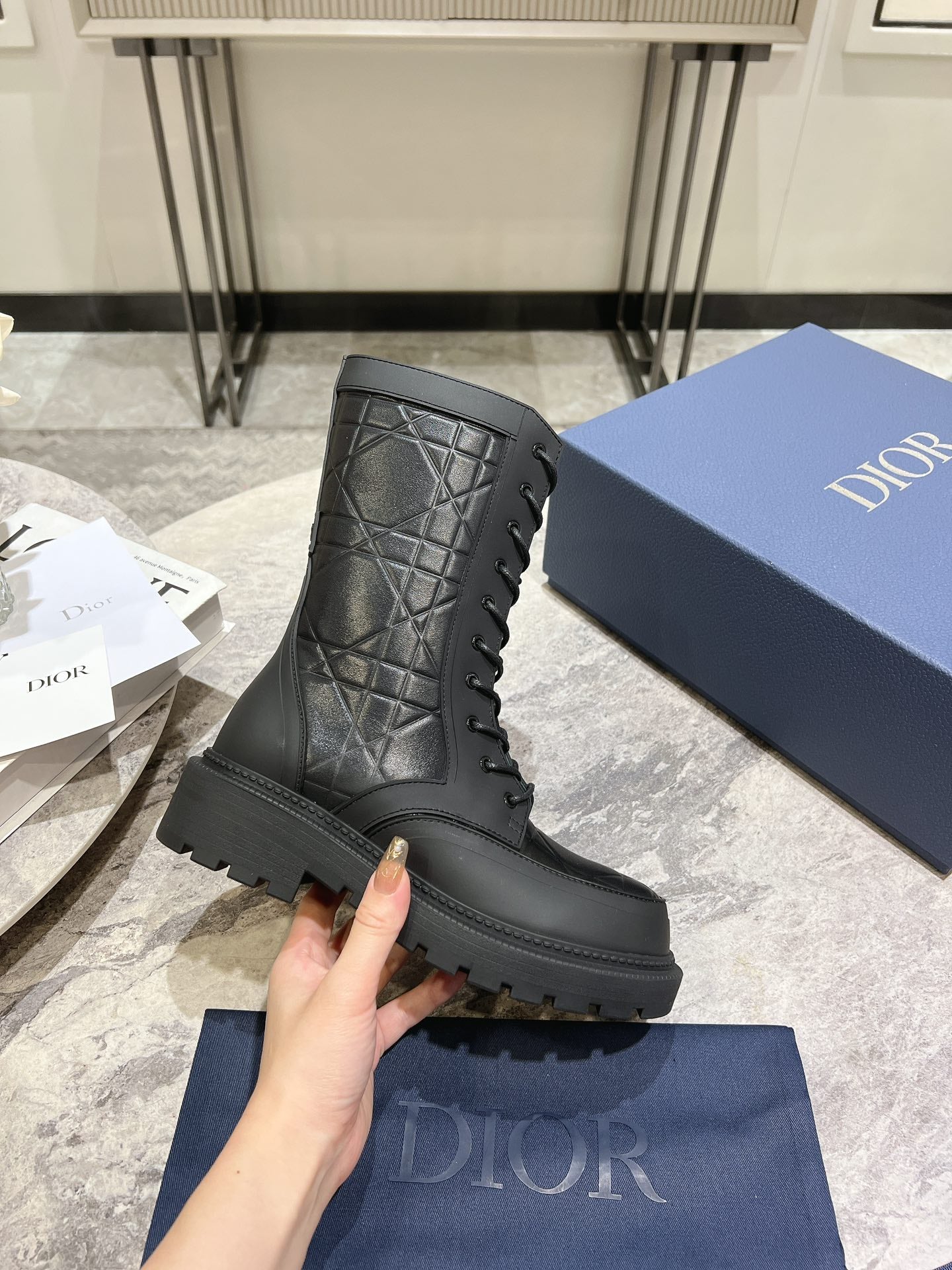 DIOR- D-Leader Ankle Boot 45mm Black Calfskin