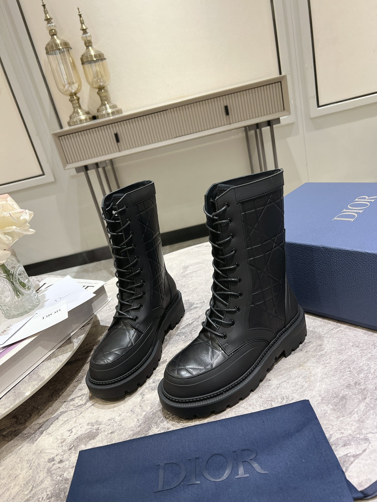 DIOR- D-Leader Ankle Boot 45mm Black Calfskin