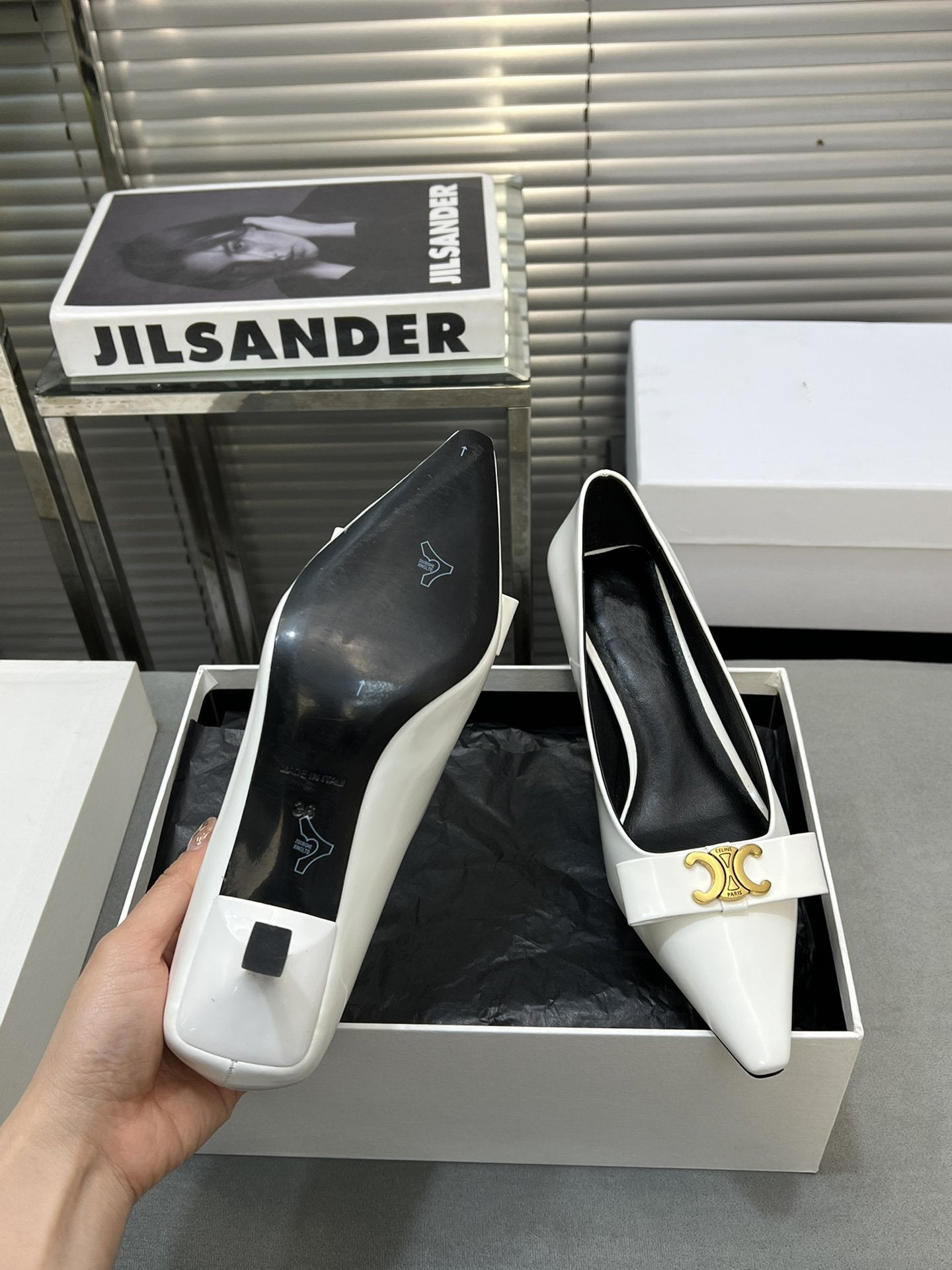 Celine cl pumps 50 white calfskin