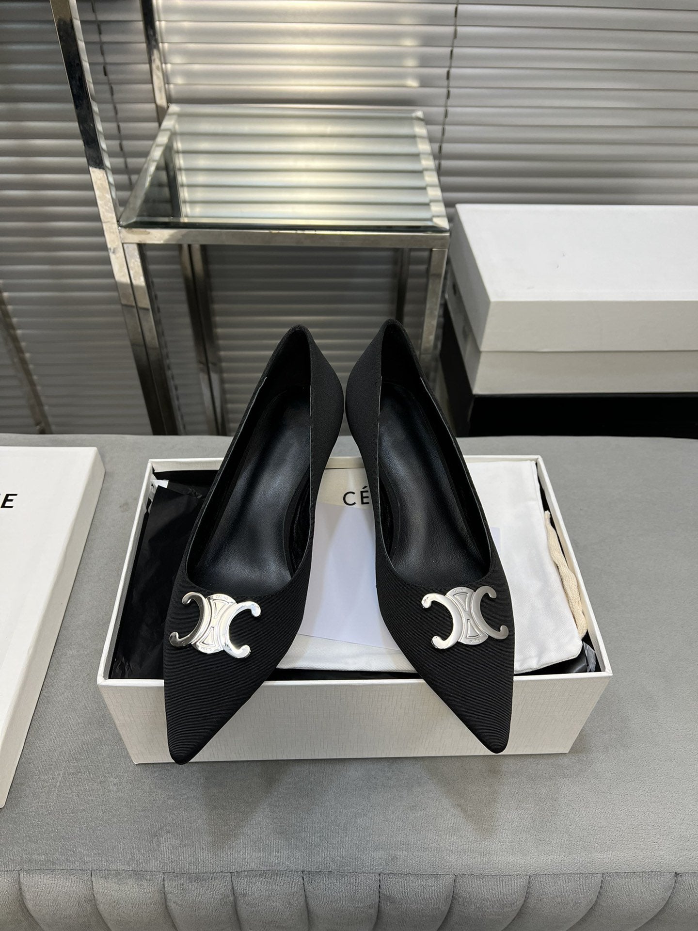 Celine cl pumps 50 black grosgrain