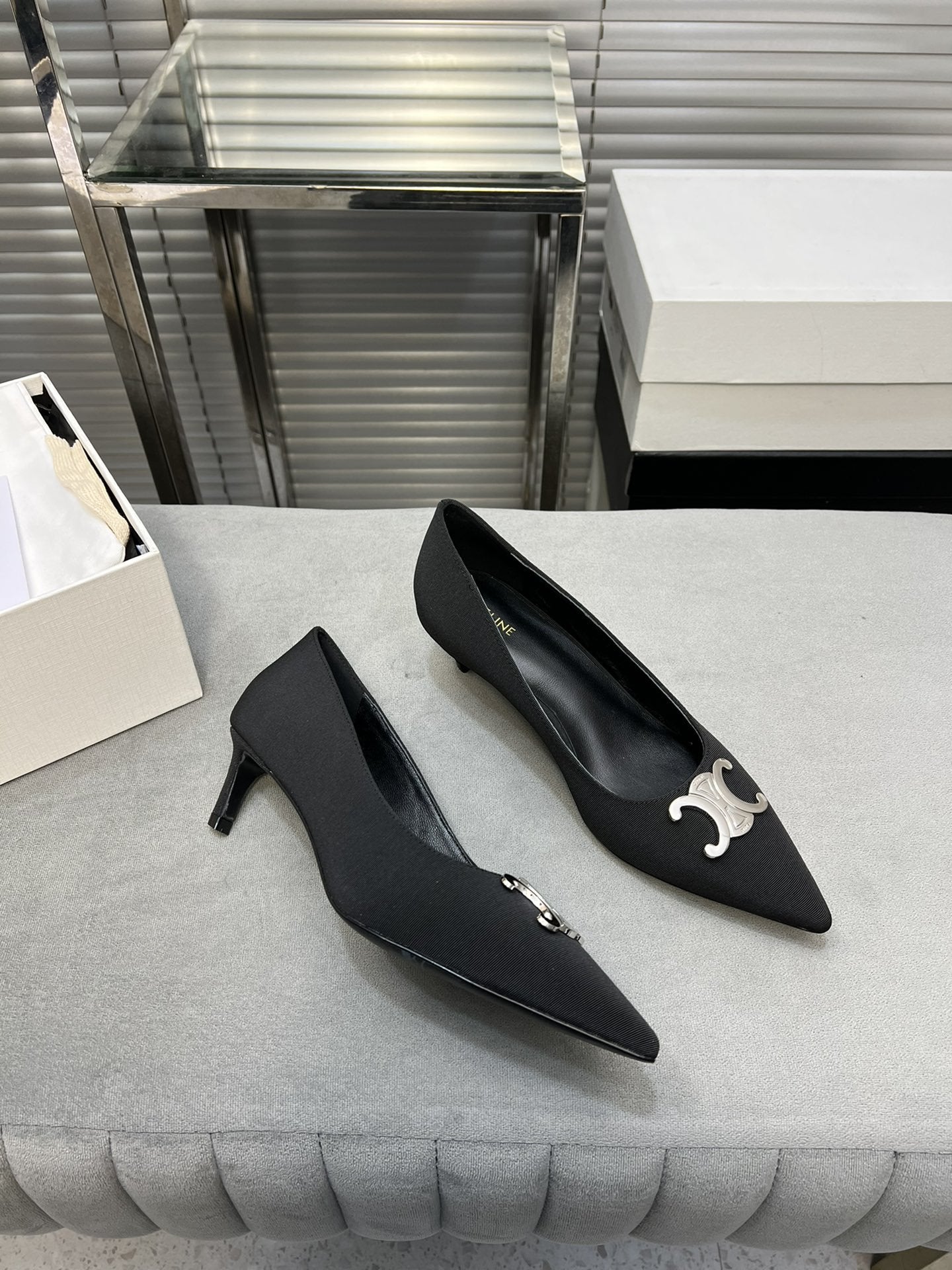 Celine cl pumps 50 black grosgrain