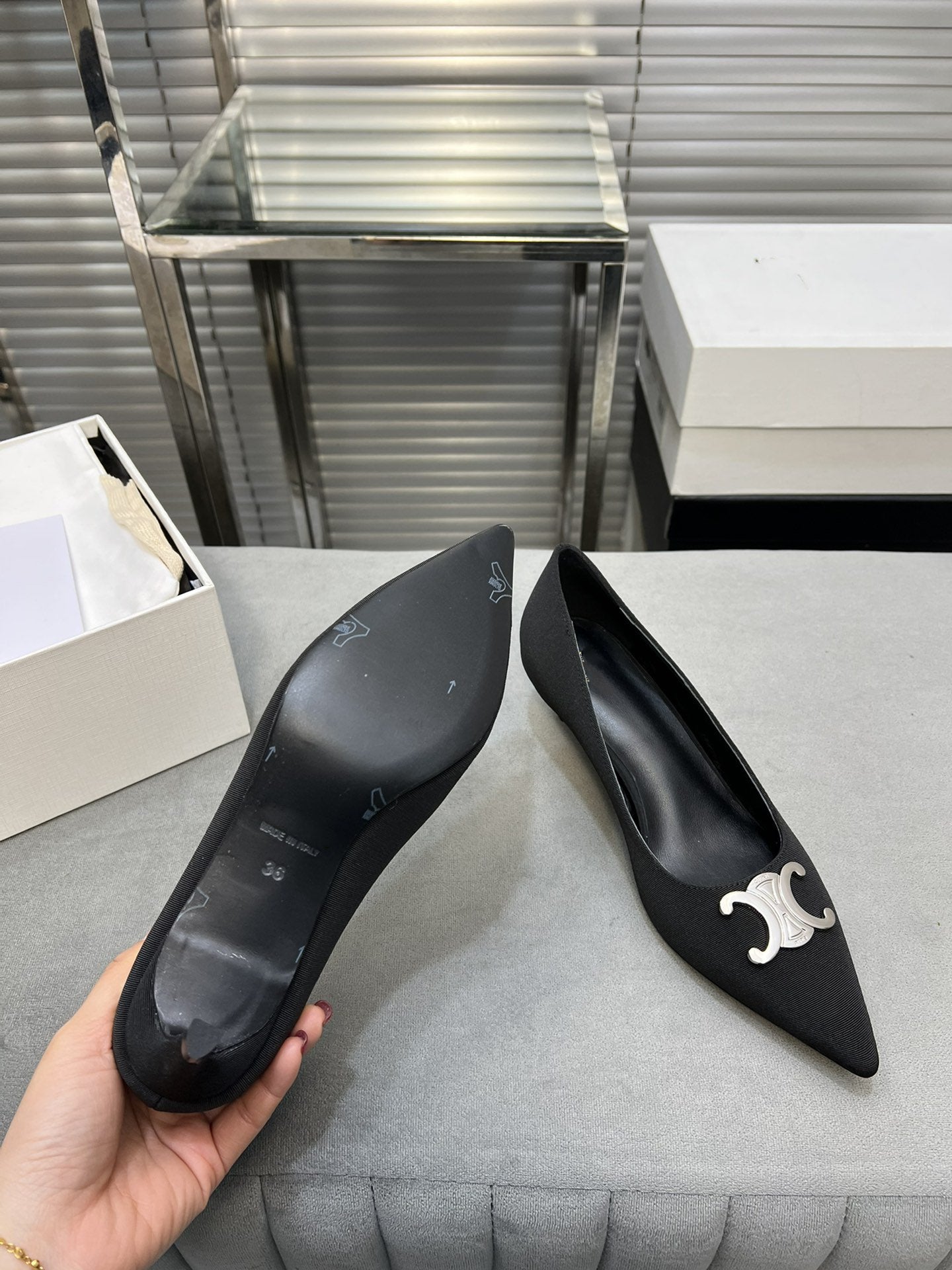 Celine cl pumps 50 black grosgrain