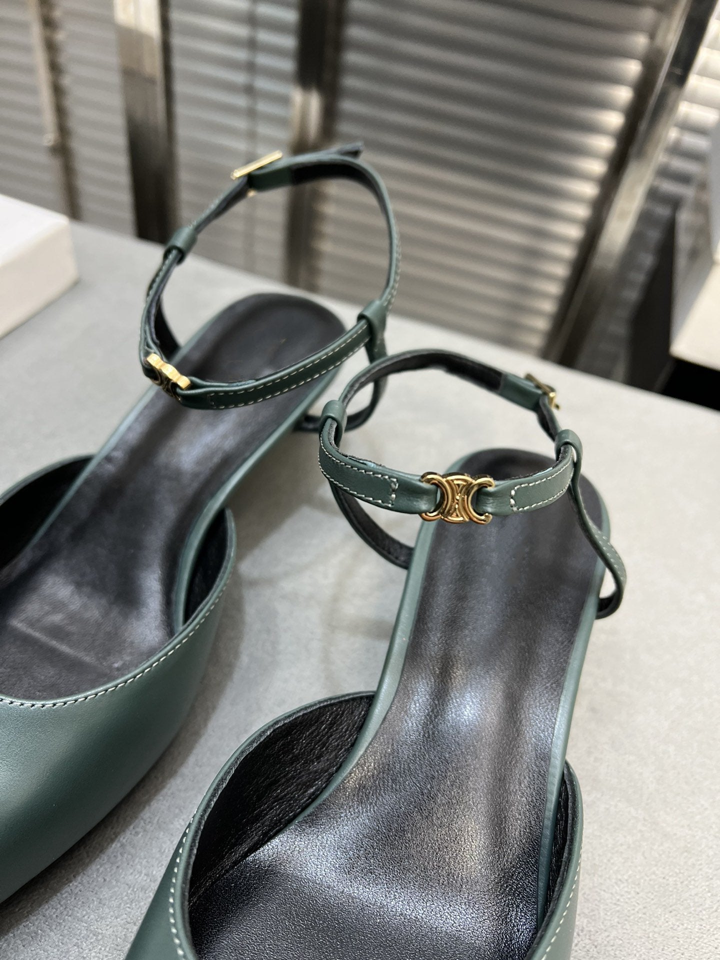 Celine cl kitten 50 blue green calfskin