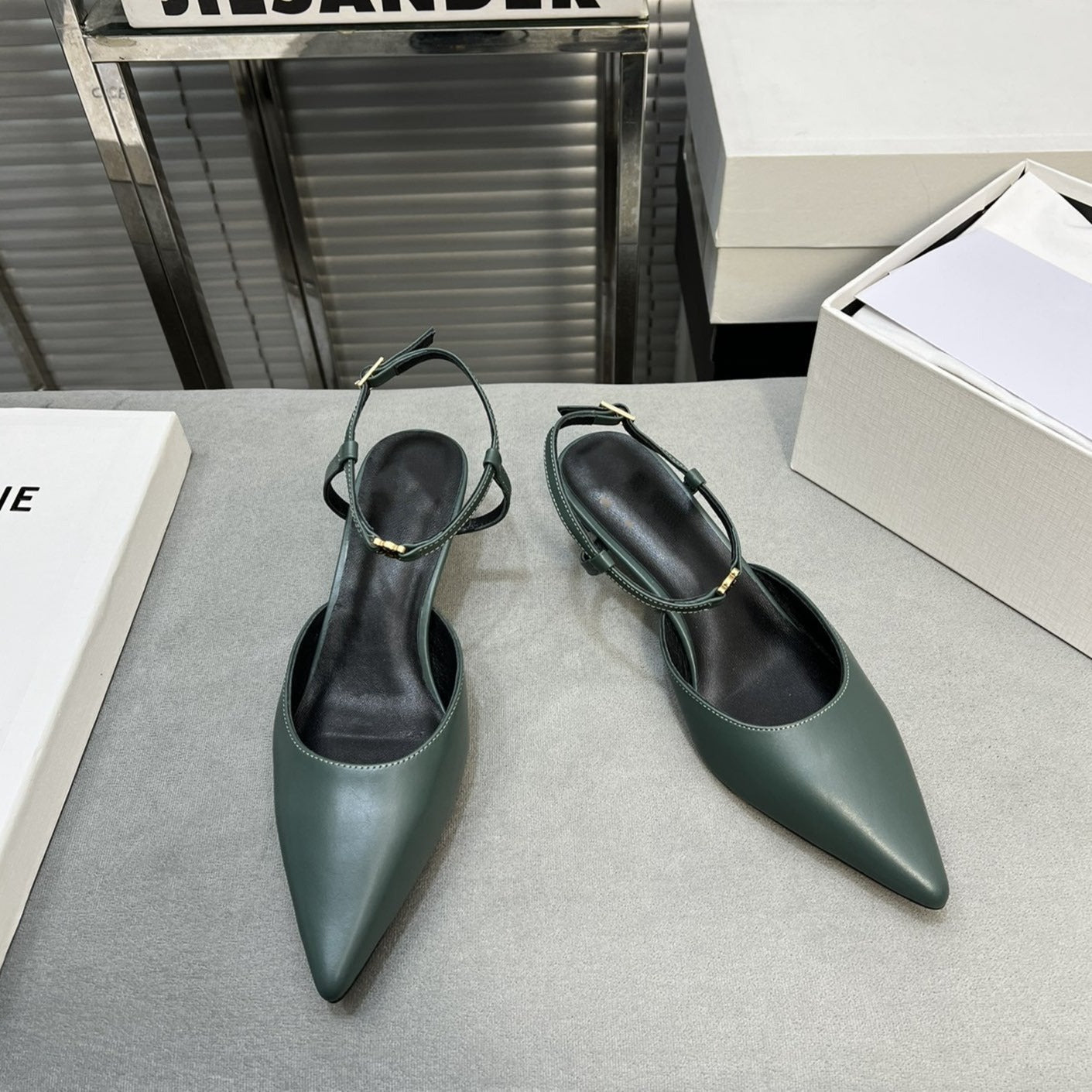Celine cl kitten 50 blue green calfskin
