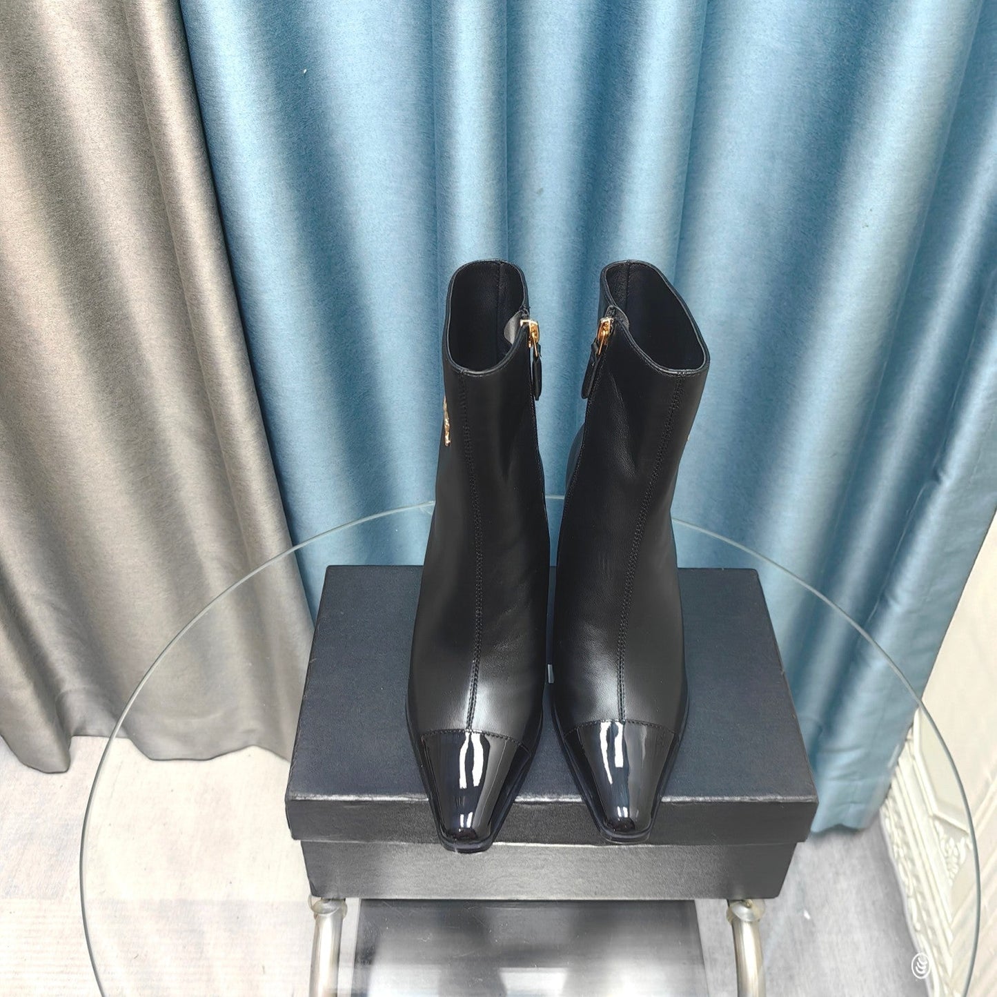 CHANEL Ankle Boots Black Cowhide And Lambskin